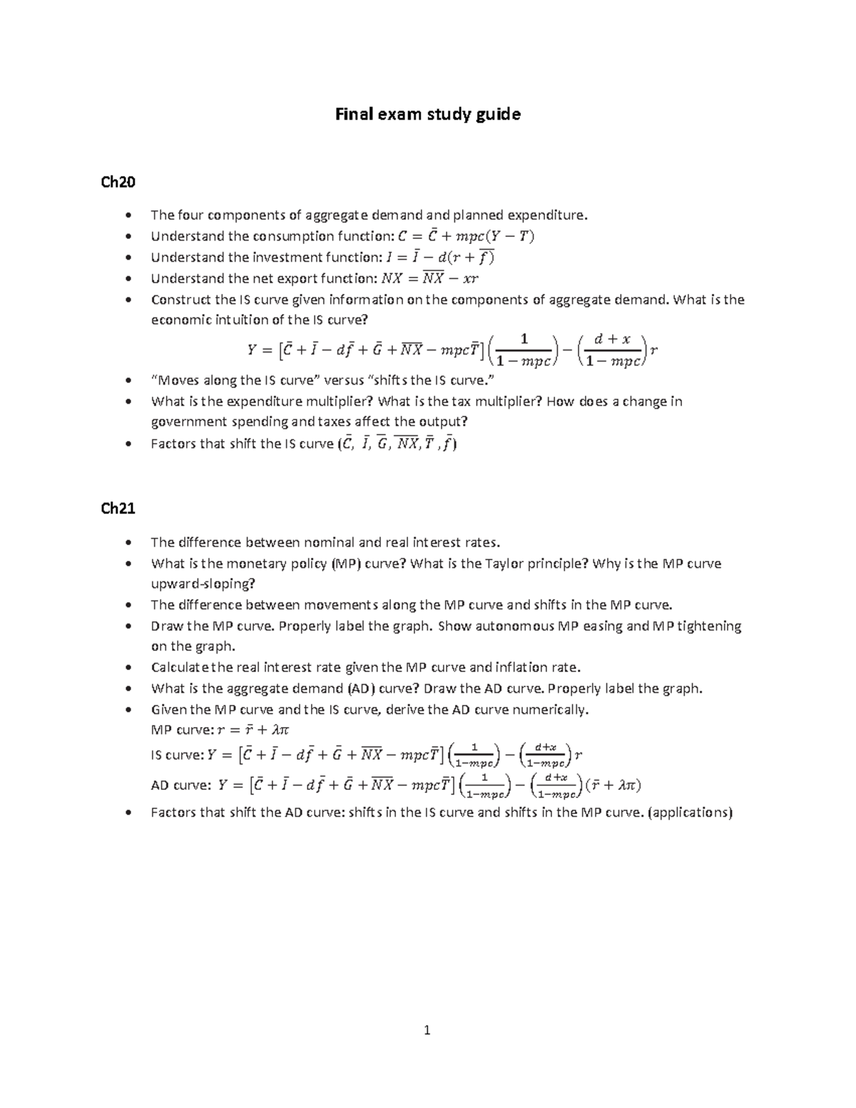Final Exam Study Guide for Economics - Studocu