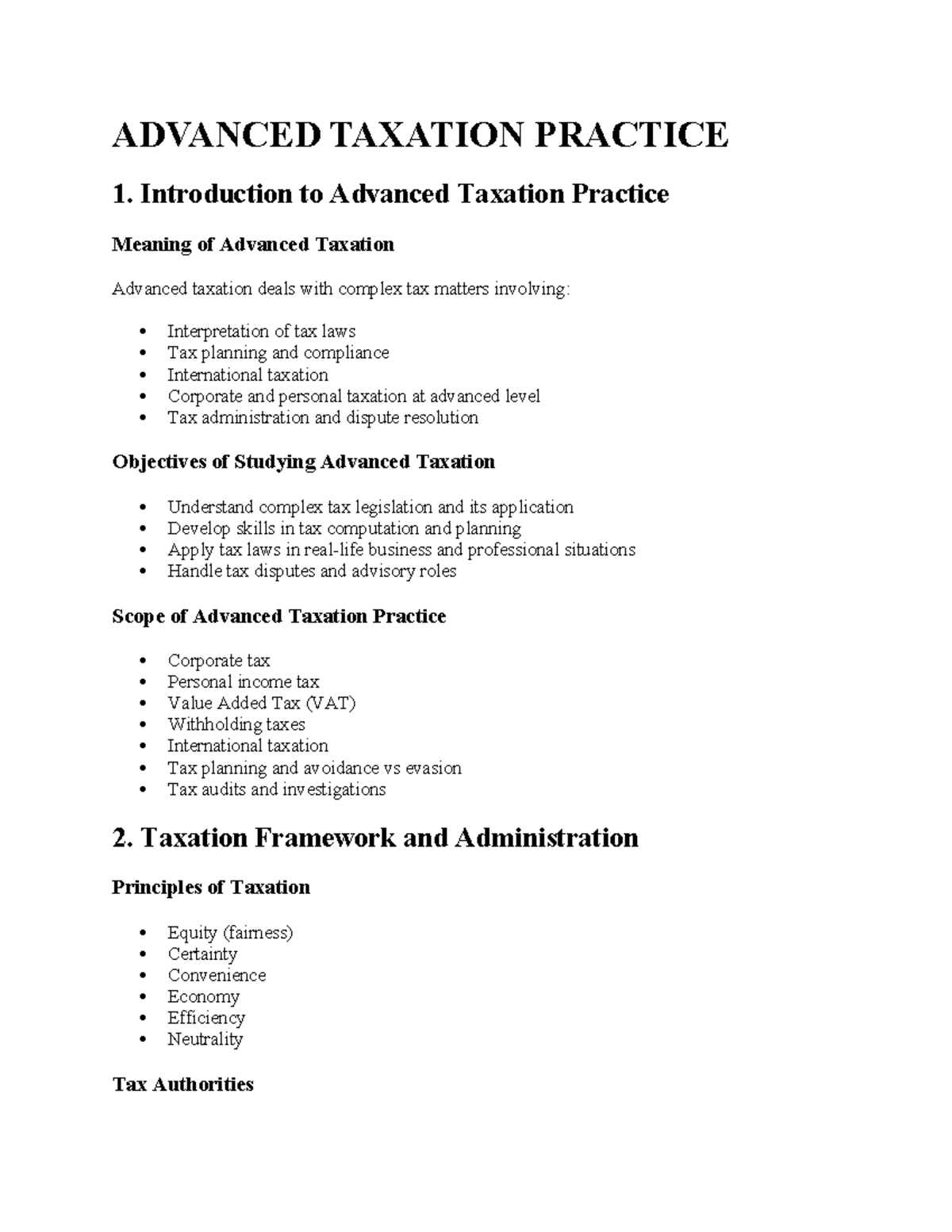 BAC 318 Advanced Taxation Practice: Comprehensive Study Guide - Studocu