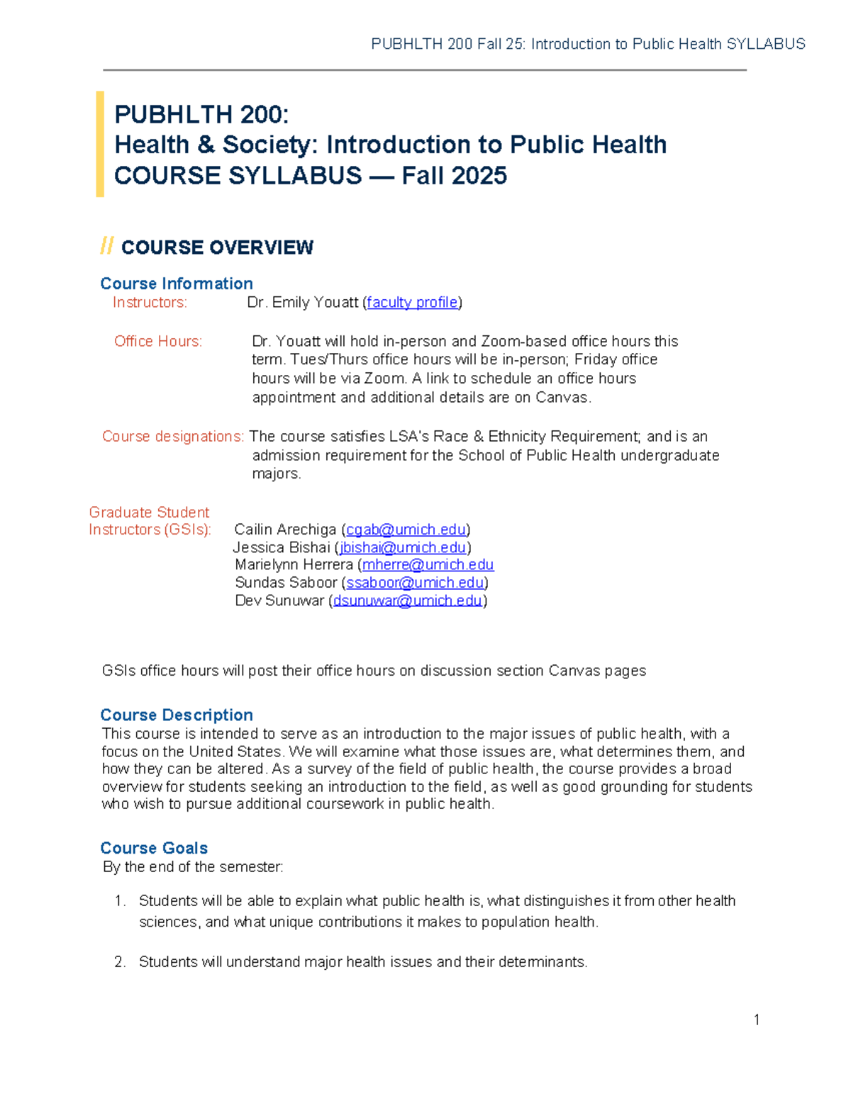 PUBHLTH 200 F25: Intro to Public Health Course Syllabus Fall 2025 - Studocu