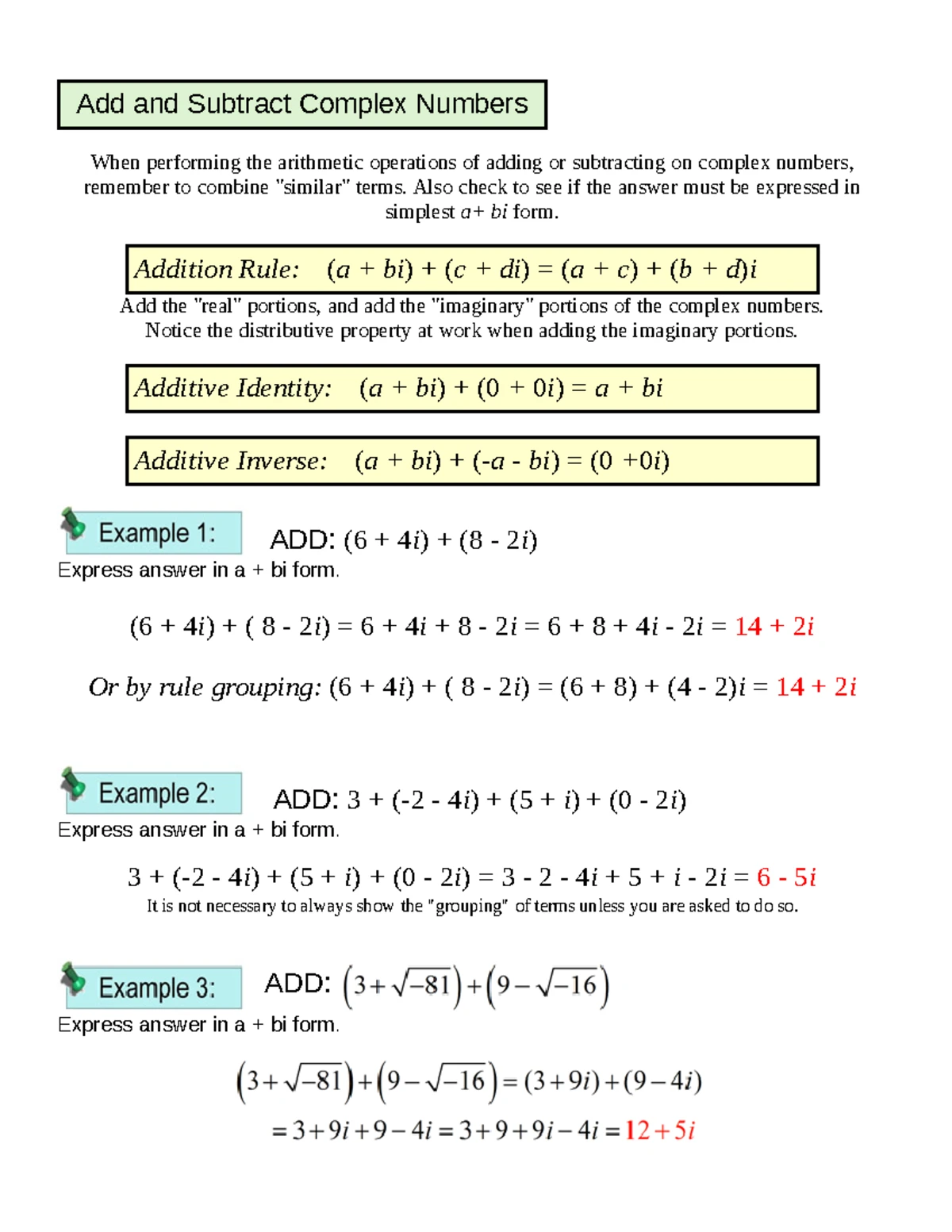 Graphing Complex Numbers in the Argand Plane - Math A2 Notes - Studocu