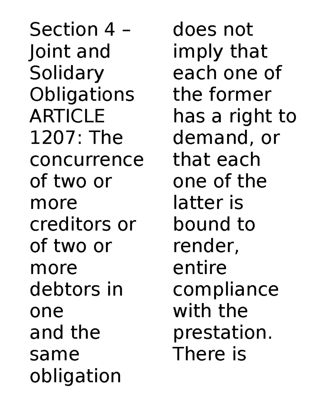 Art. 1207-1230 - Joint and Solidary Obligations Summary - Studocu
