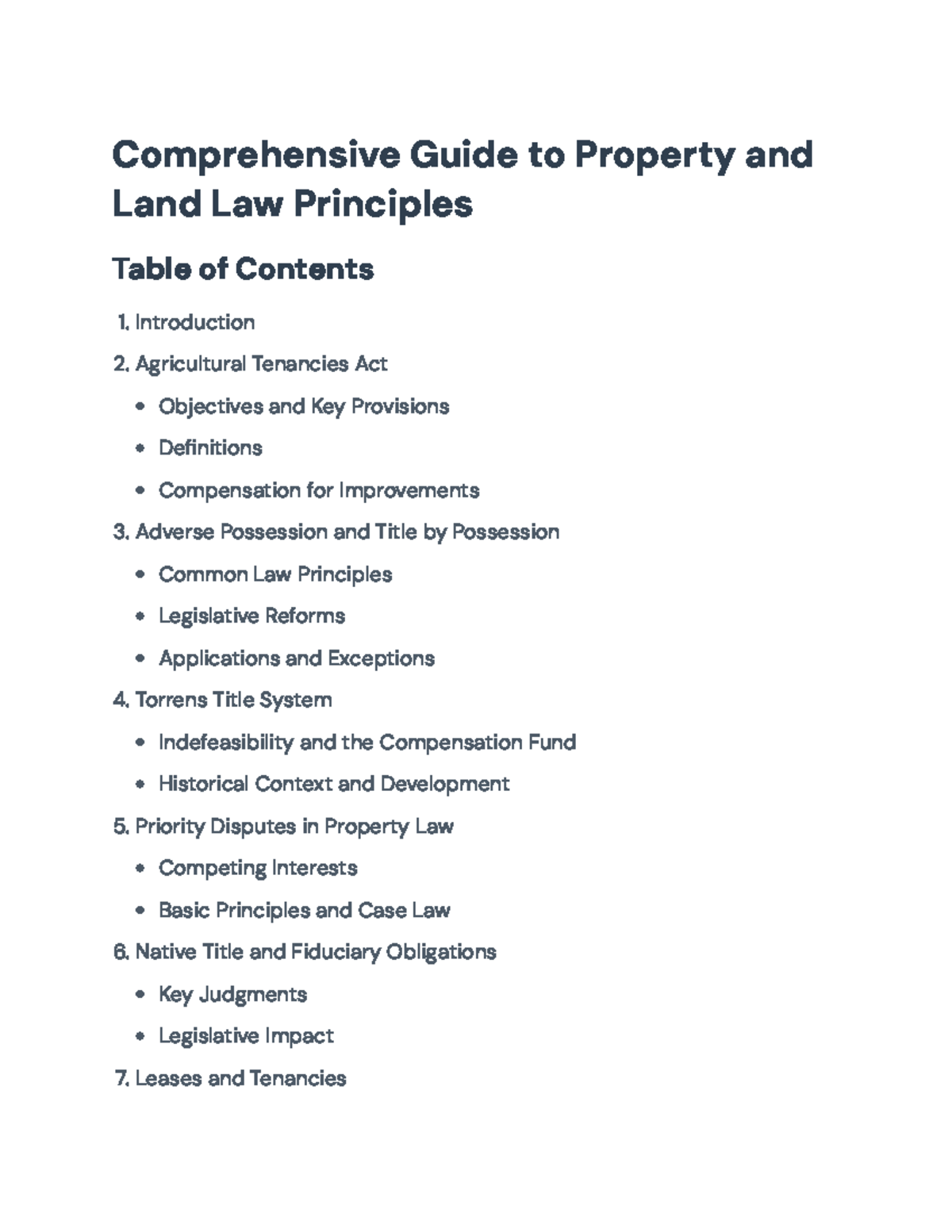 Comprehensive Guide to Property and Land Law Principles - Native Title ...