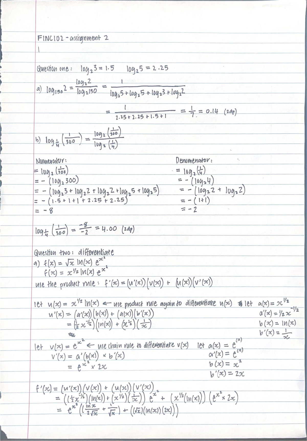 FINC102 Assignment 2: Logarithmic Differentiation & Concavity Analysis ...