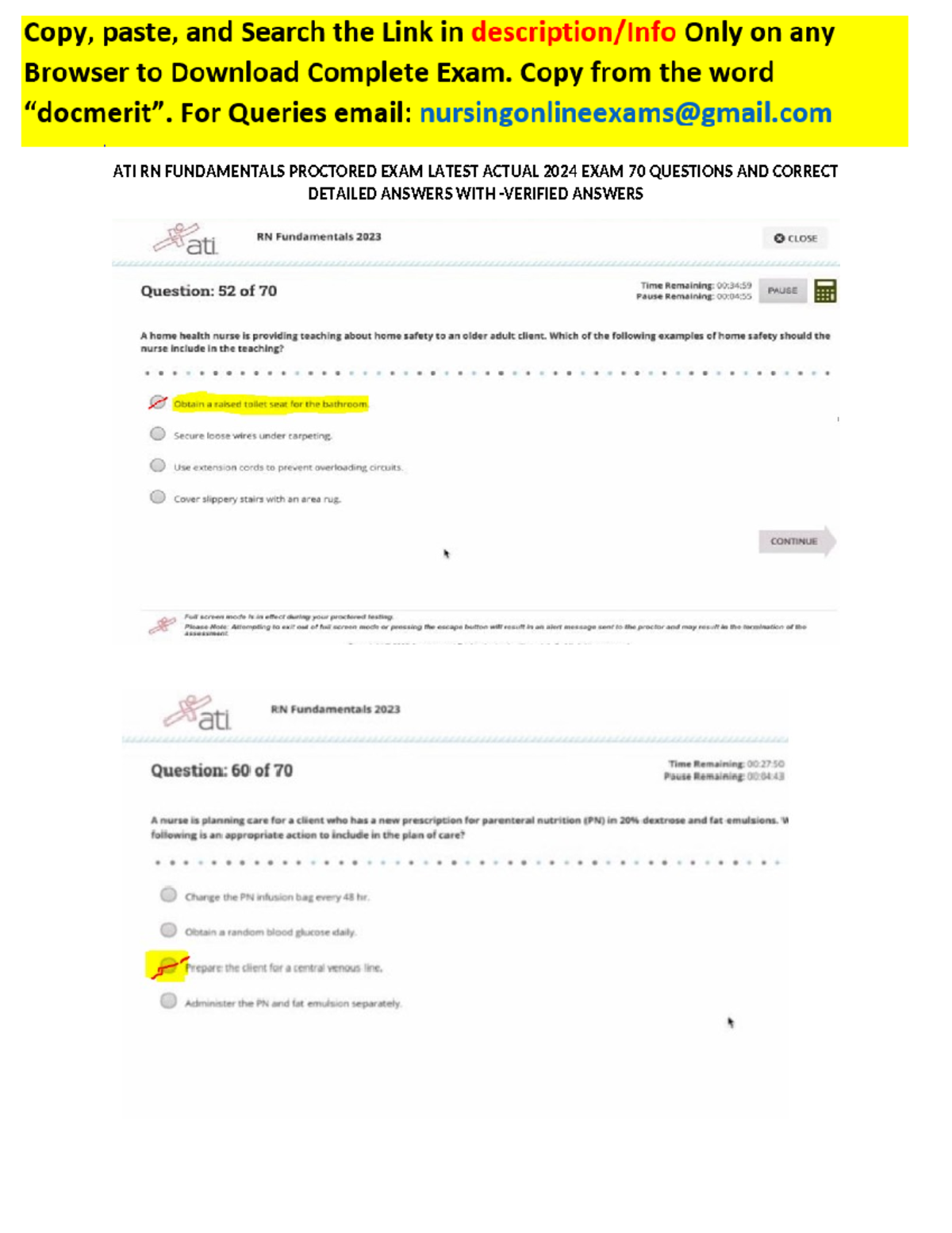 ATI RN Fundamentals Proctored EXAM Latest Actual 2024 EXAM 70 Questions ...