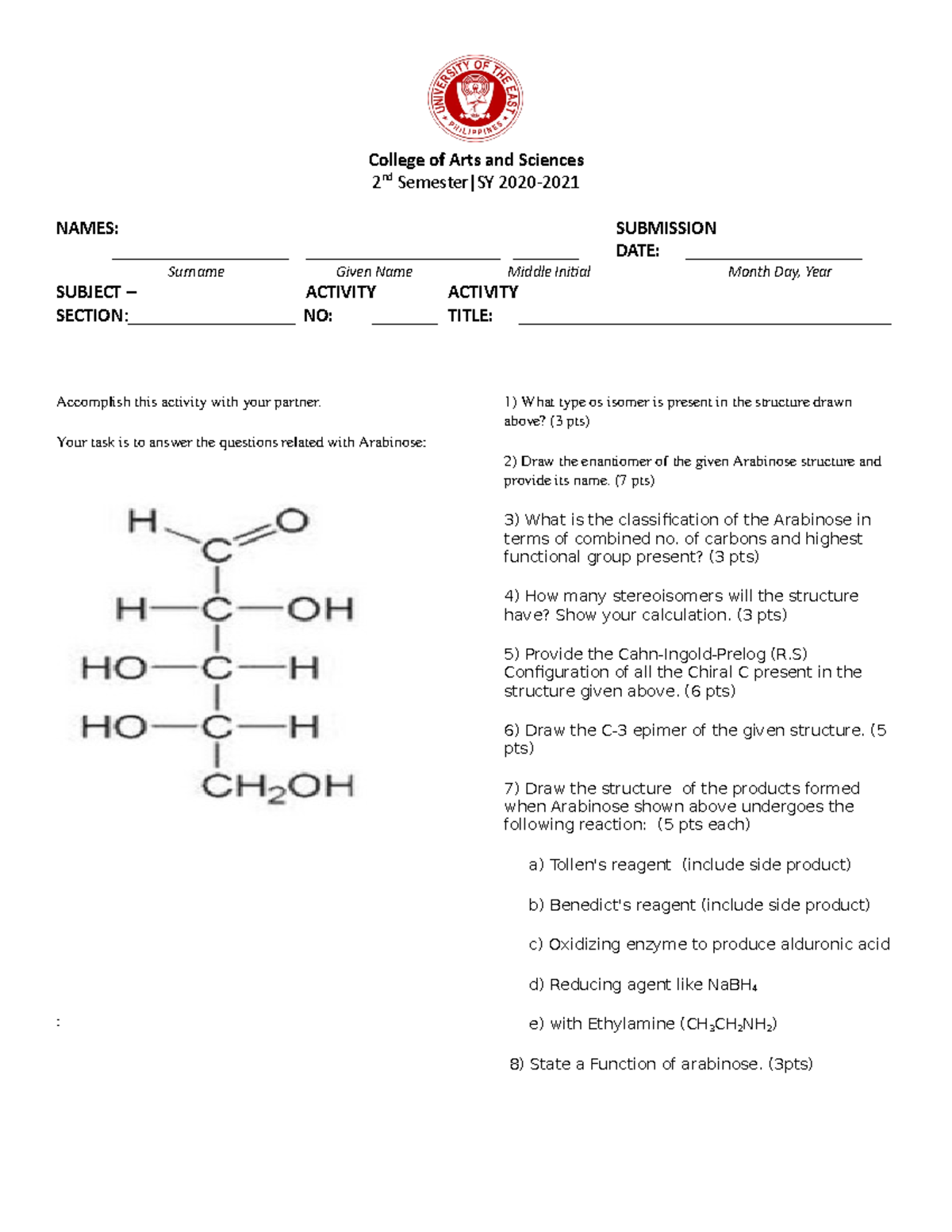 BIOCHEMISTRY ASSIGNMENT - College of Arts and Sciences 2 nd Semester|SY ...