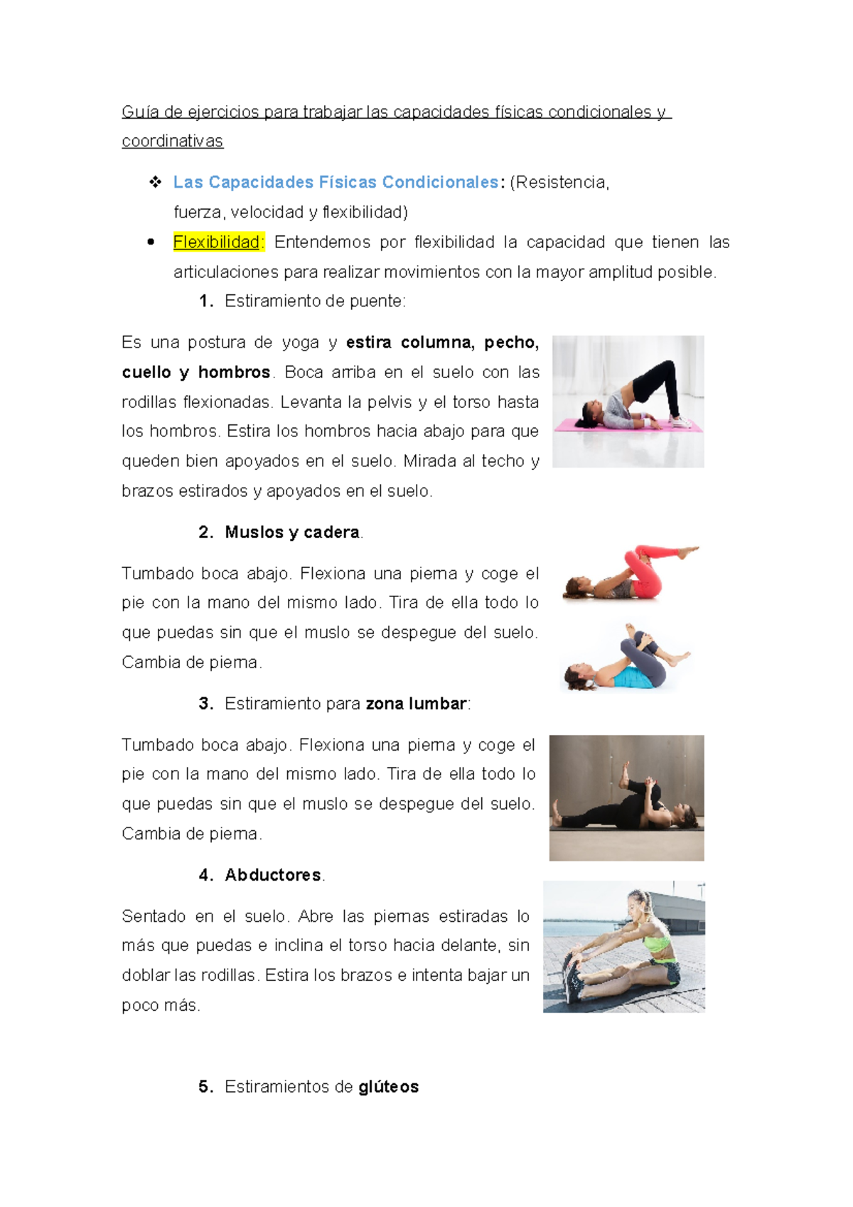 Guía de Ejercicios para Fortalecer Capacidades Físicas y Coordinativas