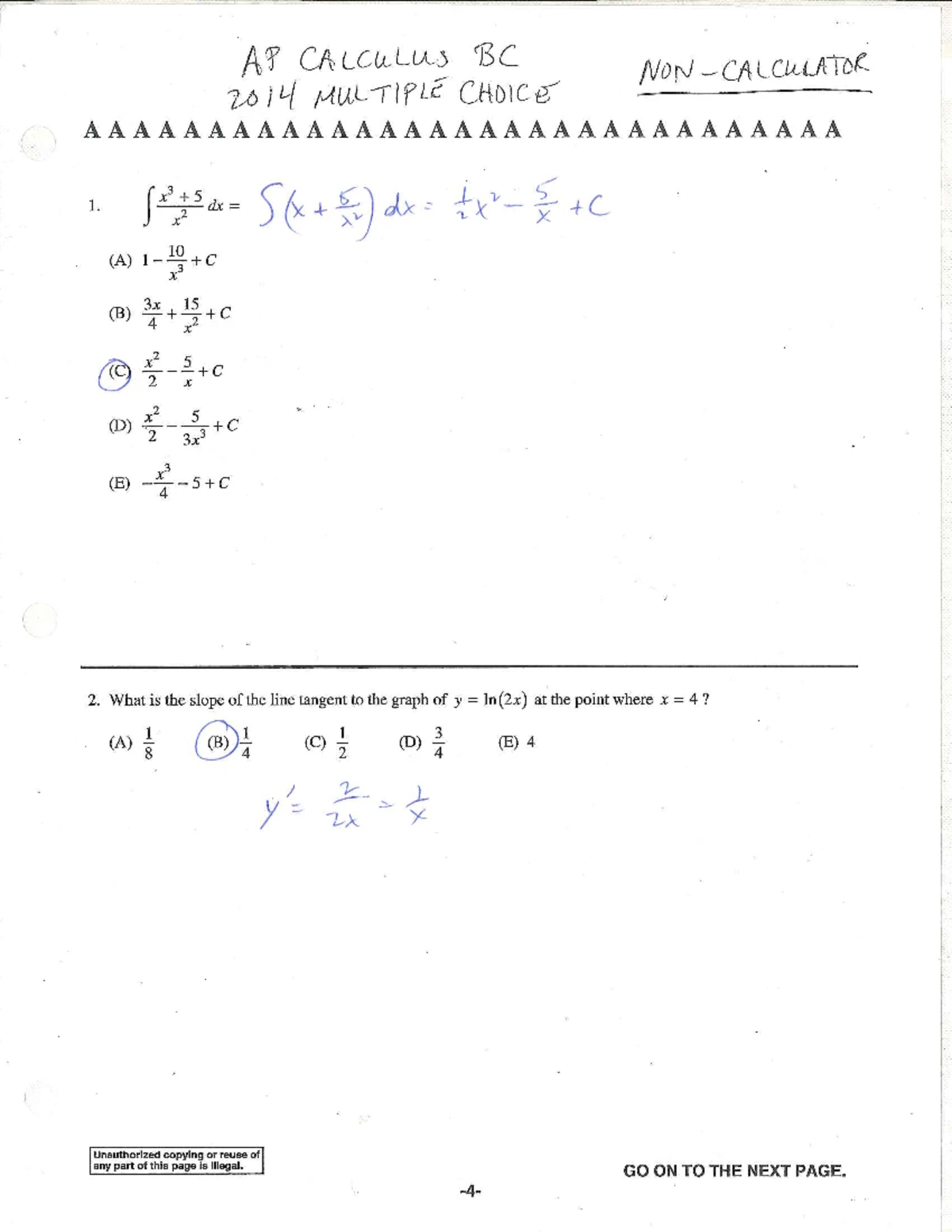 AP Calculus BC Practice Multiple Choice Questions (MCQ) - Studocu