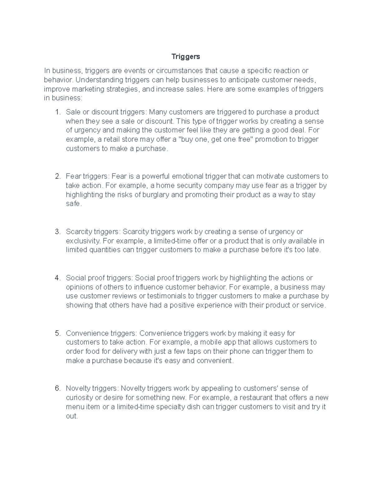 Triggers in Business - Triggers In business, triggers are events or ...