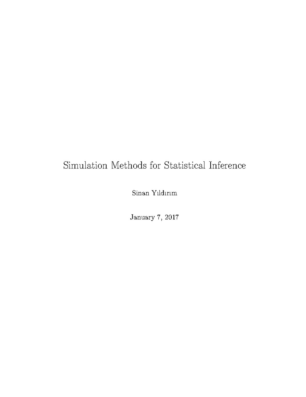 Lecture notes - revised - Simulation Methods for Statistical Inference ...