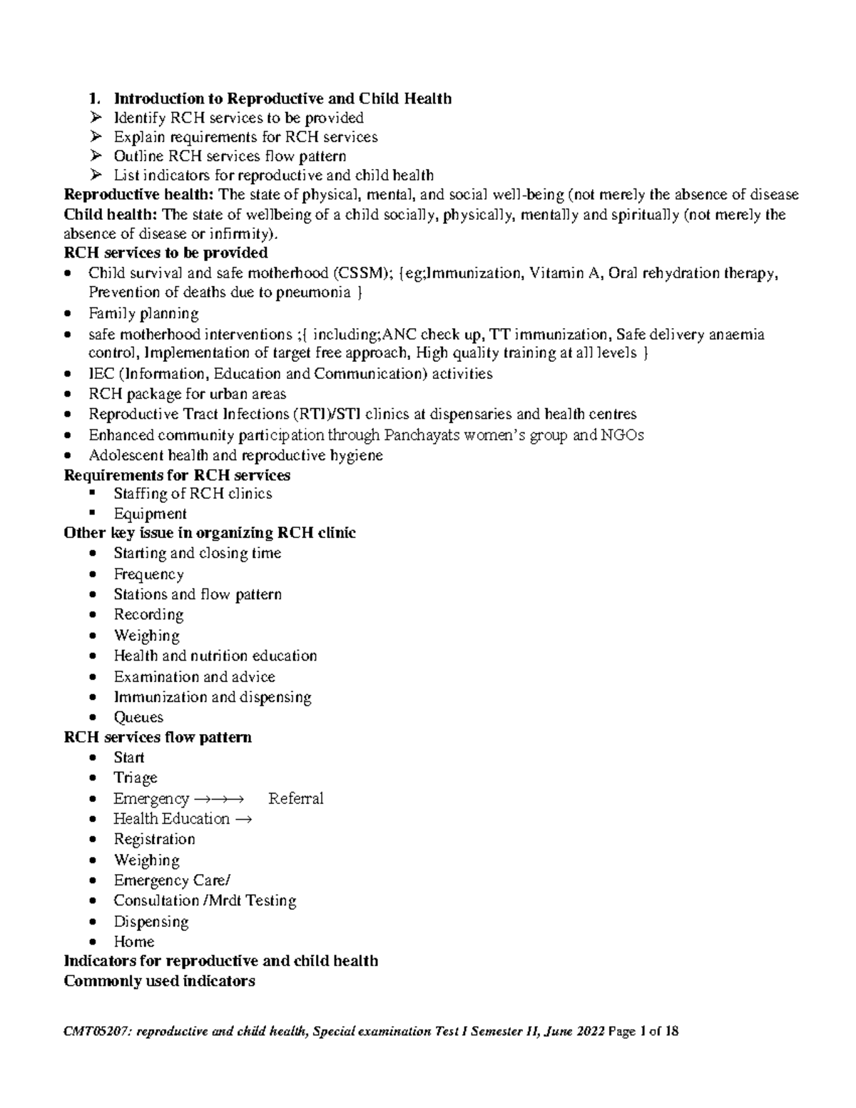 RCH 101: Comprehensive Overview of Reproductive and Child Health ...