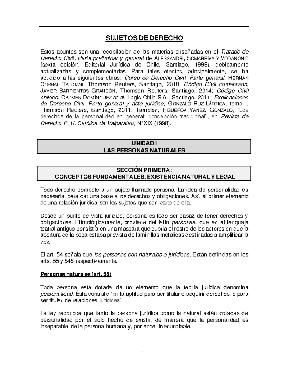 Apuntes de Sujetos de Derecho 2023: Personas Naturales y su Existencia ...