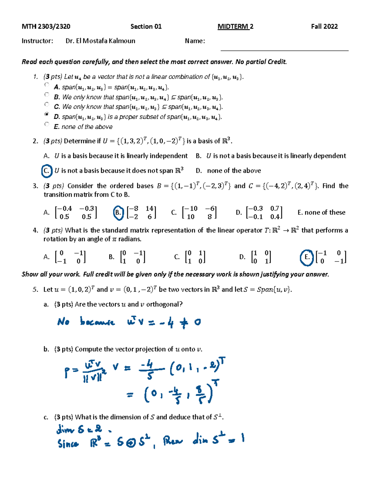 MTH232001 Midterm 2 Solutions FA2022 - Studocu