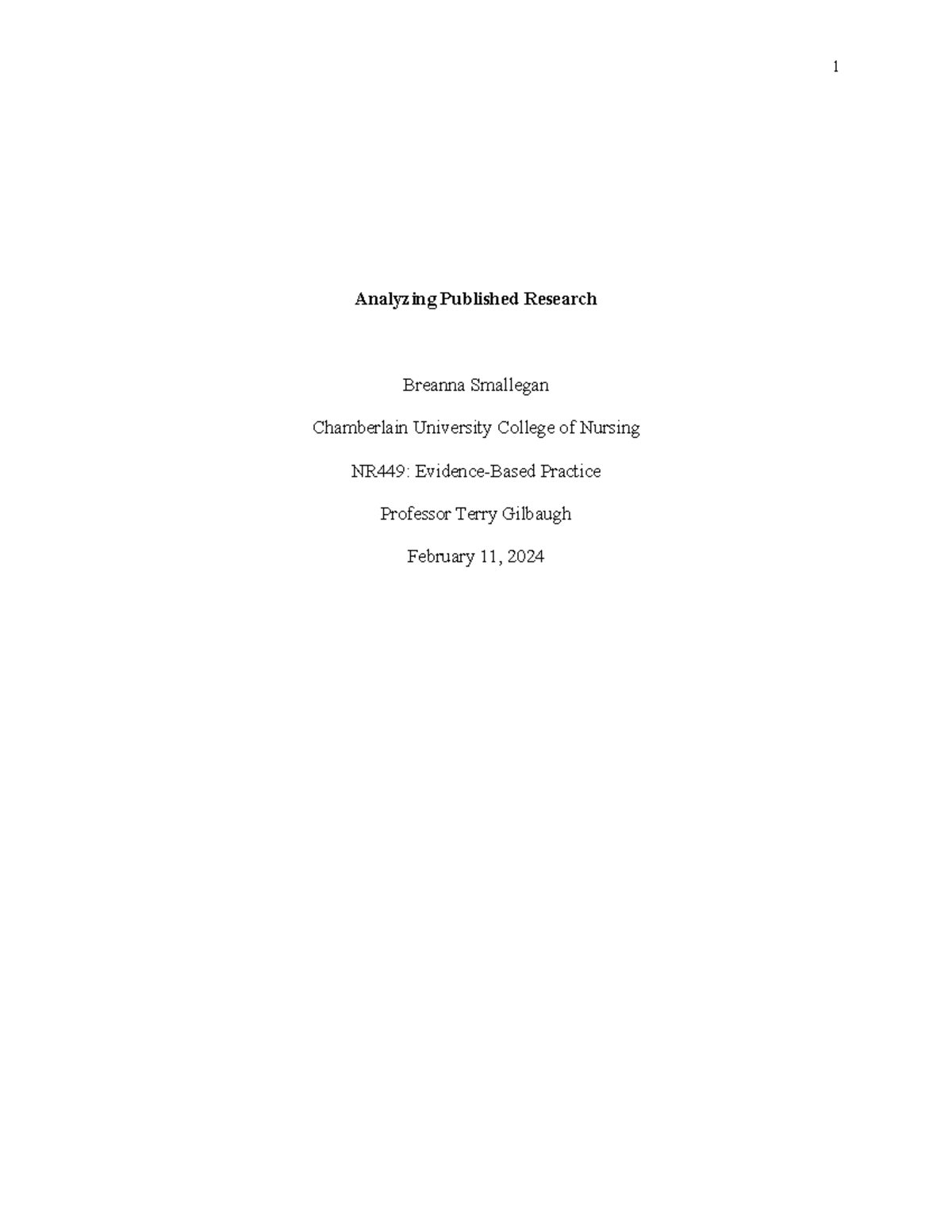 NR449: Evidence-Based Practice Group Study on Hourly Rounding and ...