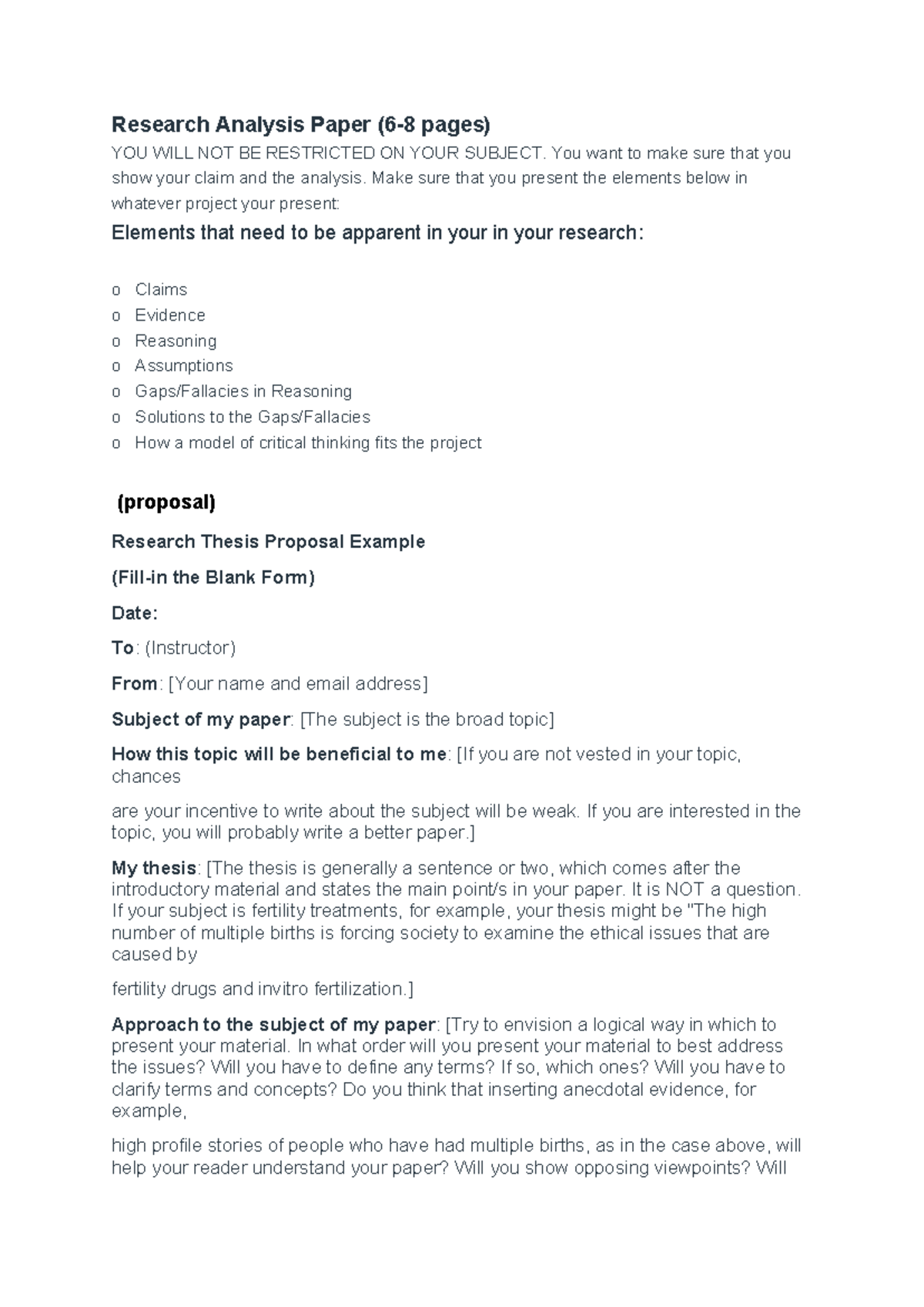 Research Analysis Paper (6-8 pages) - Guidelines and Structure - Studocu