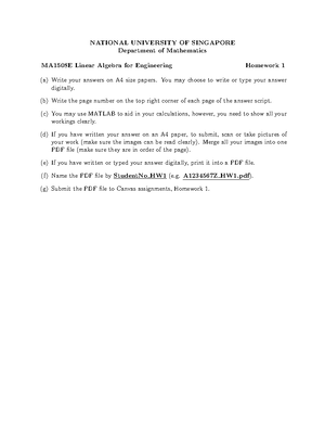 NUS MA1508E Linear Algebra for Engineering Tutorial 8 Solutions - Studocu