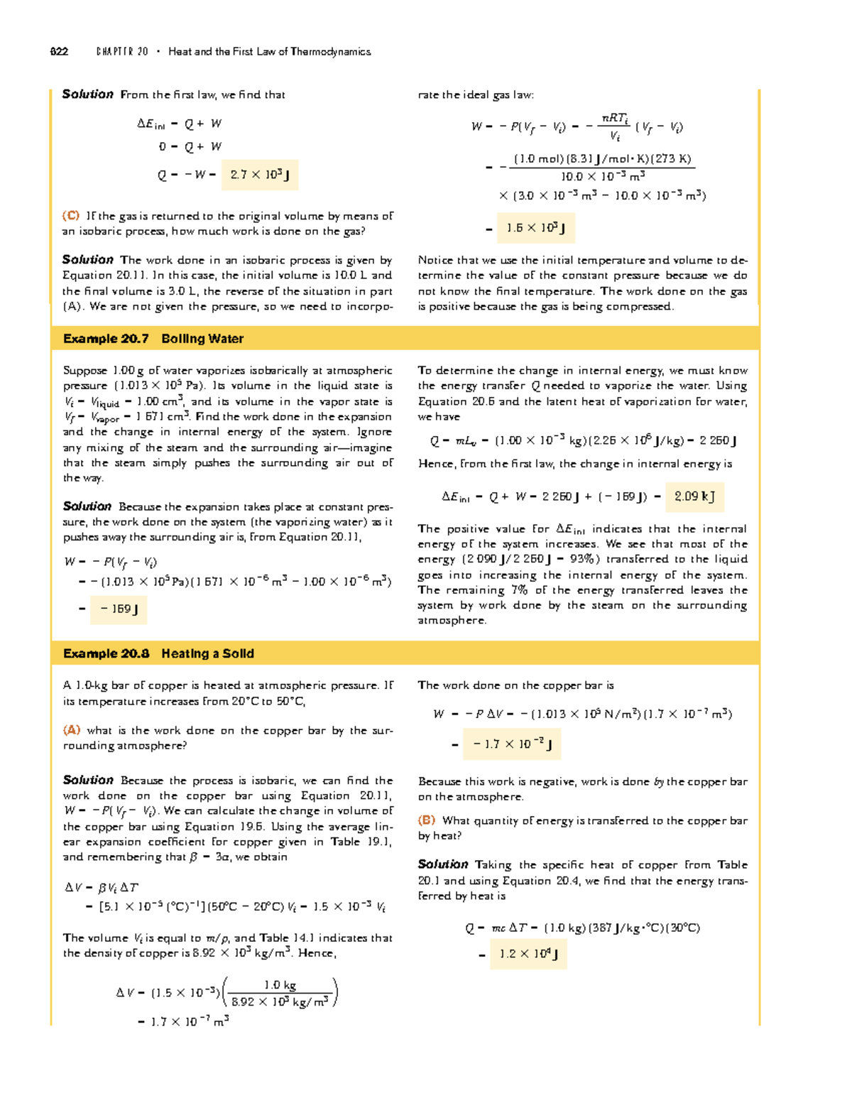 622 C H A P T E R 20 Heat and the First Law of Thermodynamics Solutions ...