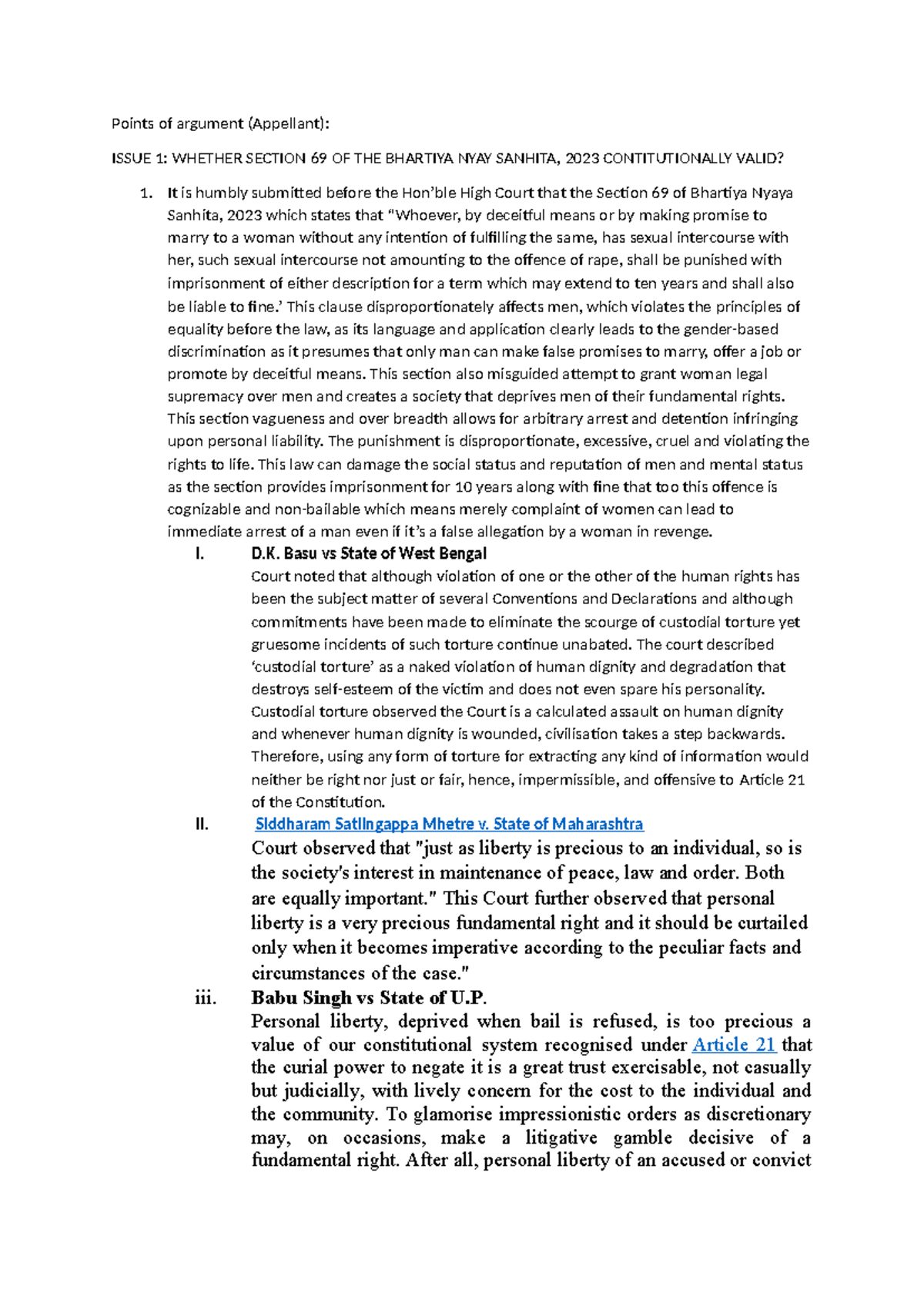 Points of argument appellant - Points of argument (Appellant): ISSUE 1 ...