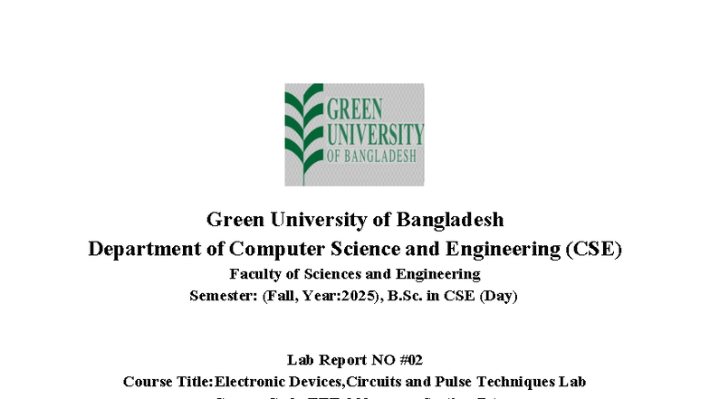 CSE 232002095 Lab Report: Study of Clipper Circuit (Fall 2025) - Studocu