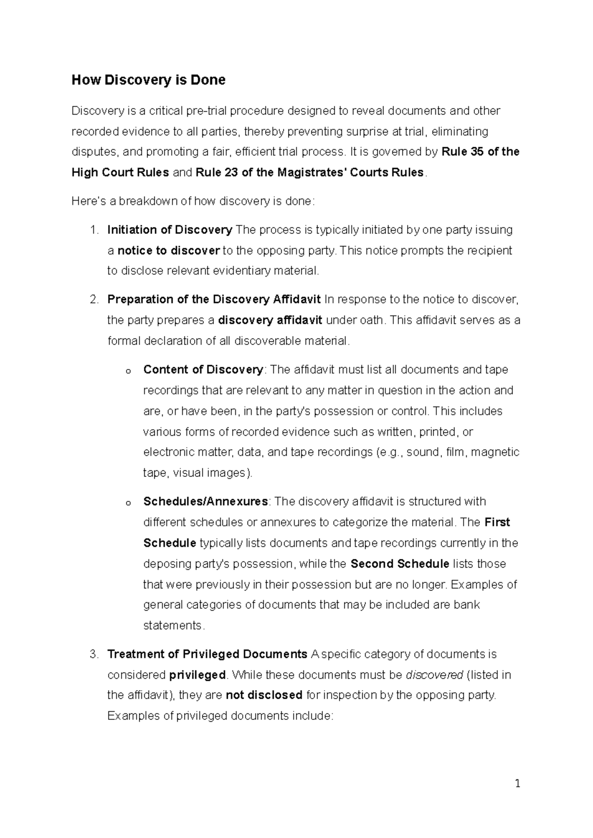 Understanding the Discovery Process: A Guide to Rules HC 35 & MC 23 ...