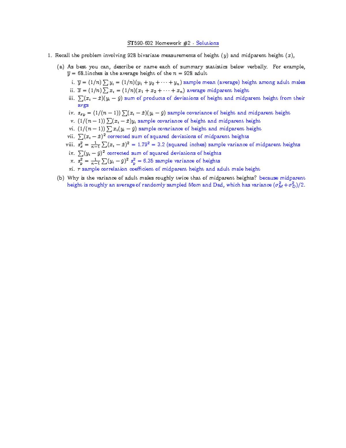 HW2: Bivariate Measurements & Summary Statistics Analysis - Studocu