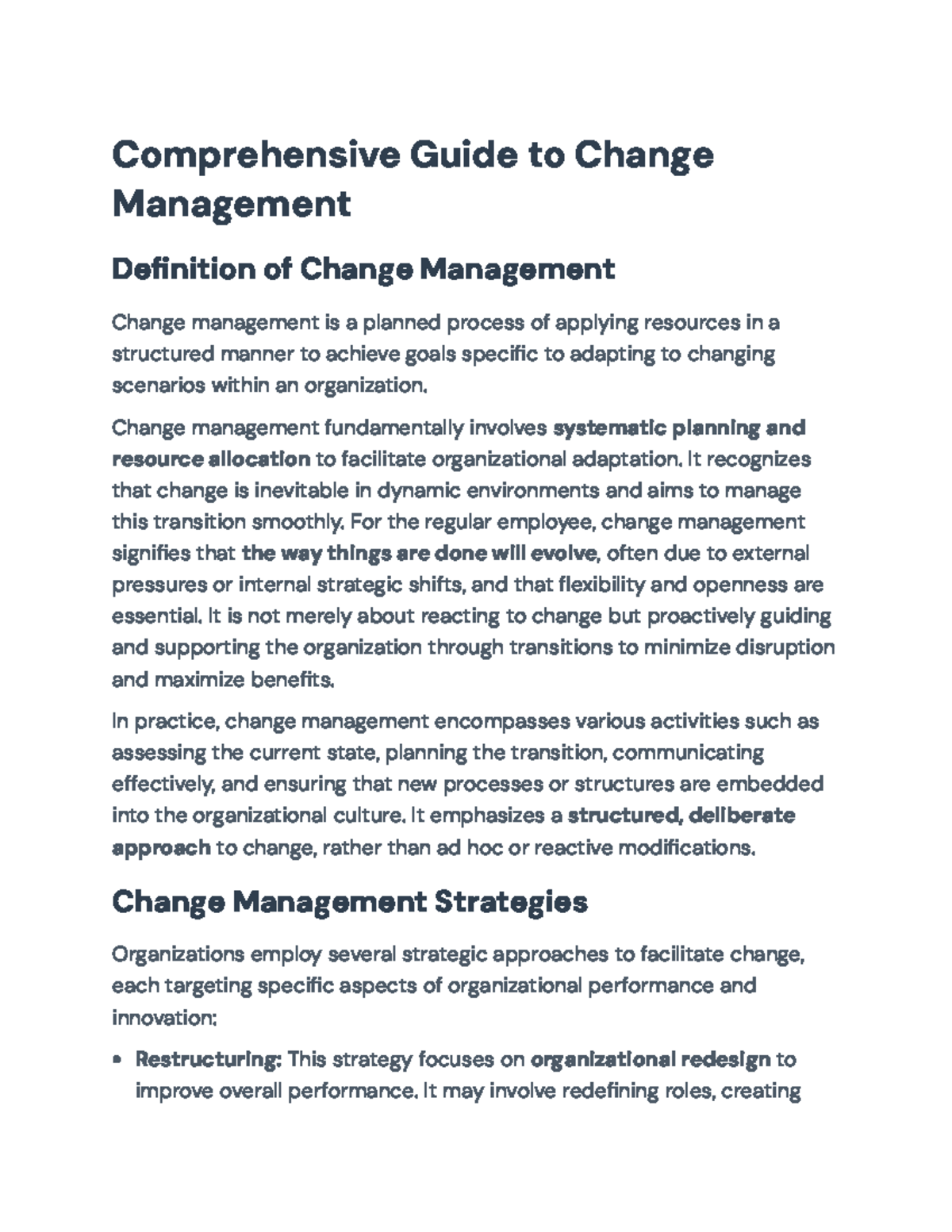 Comprehensive Guide to Change Management Strategies & Models - Studocu