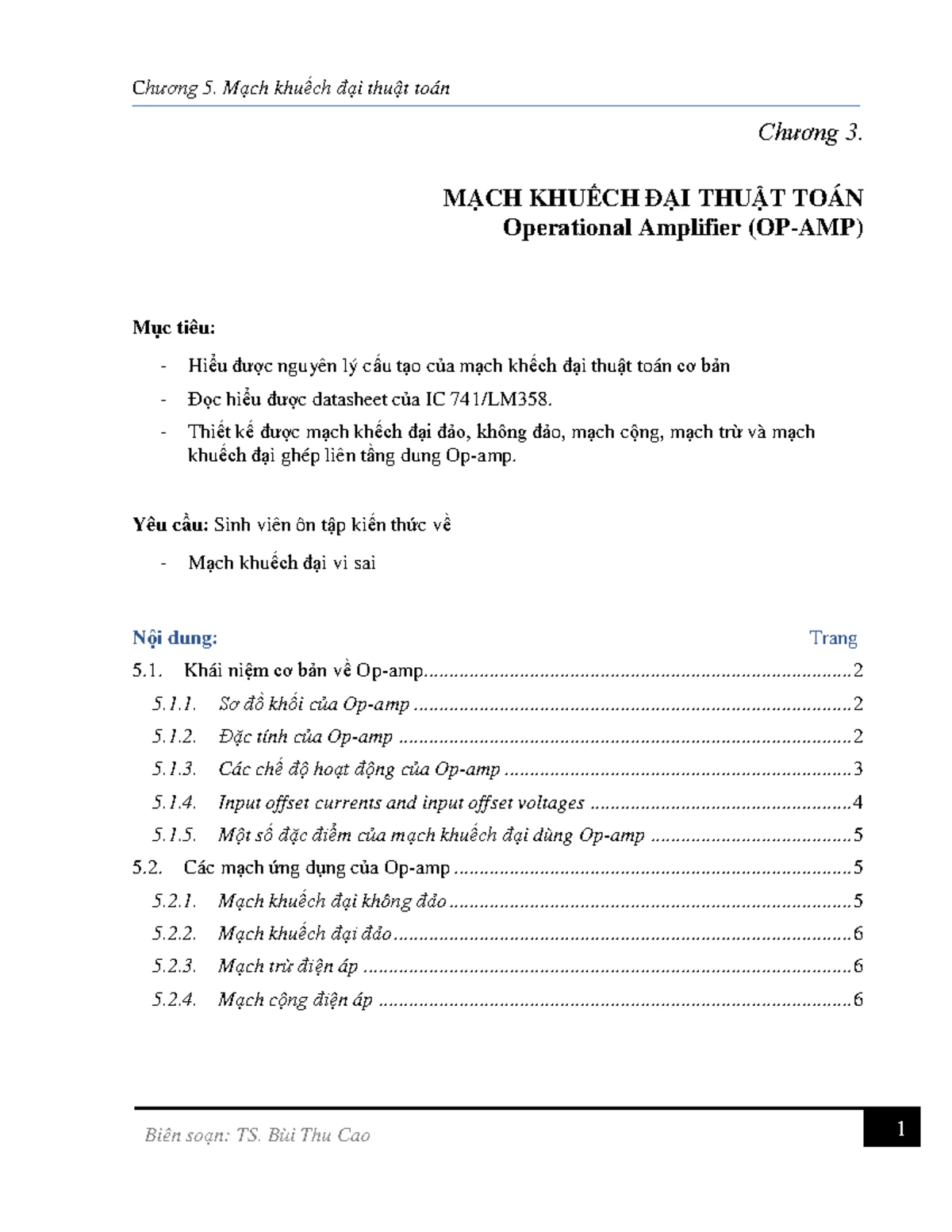 Bai giang MDT Chuong 2 2019 - 1 Chương 2. PHÂN TÍ CH MẠ CH KHUẾ CH ĐẠ I ...