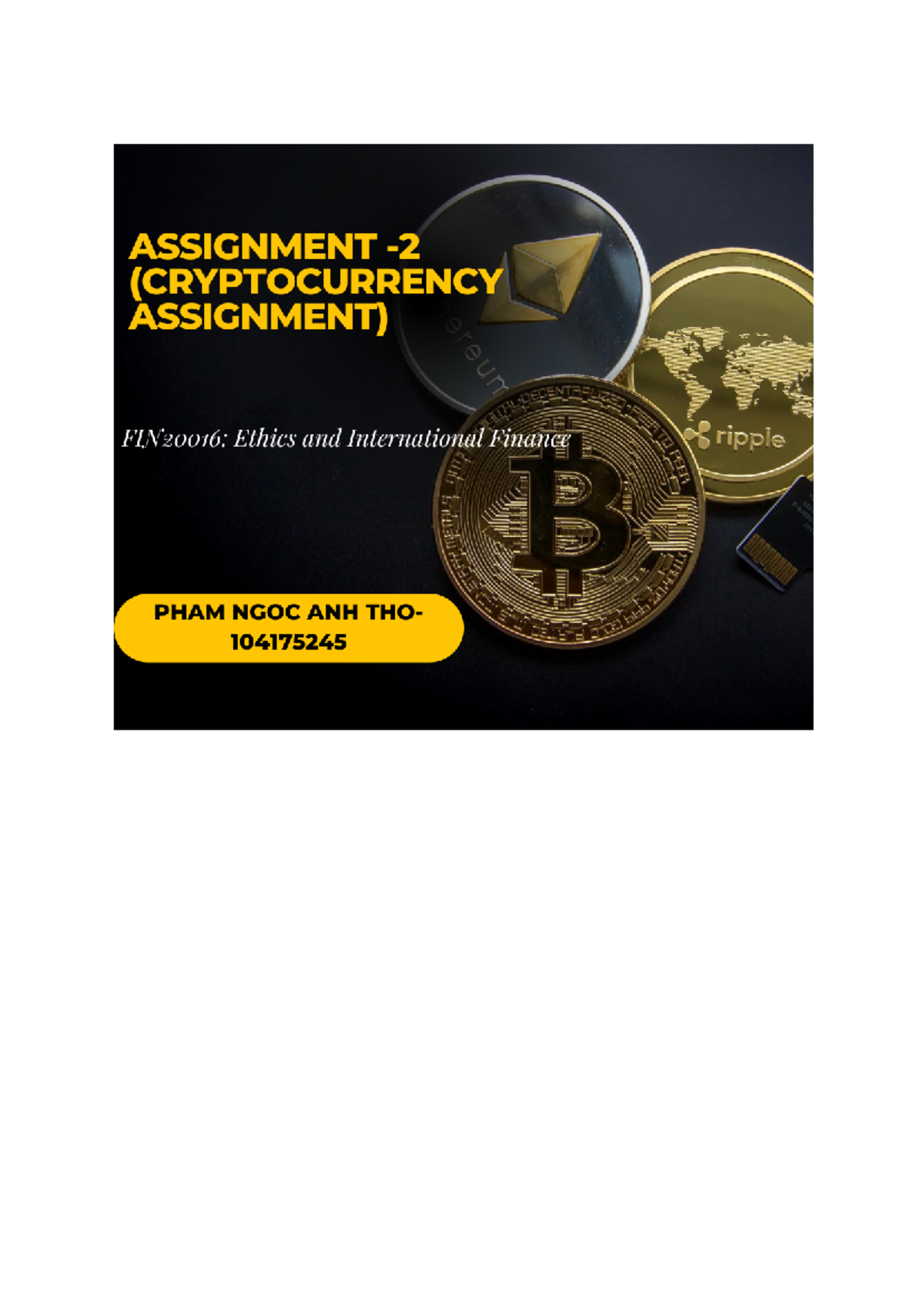 Ethereum Analysis: Insights on Blockchain and Cryptocurrency (FIN2001) -  Studocu