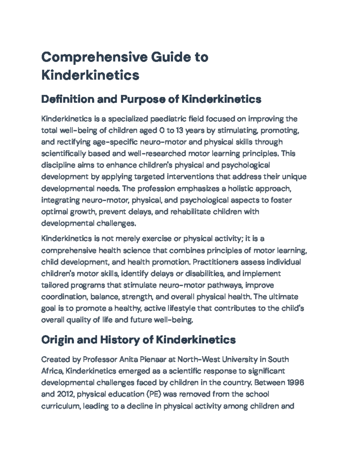 Comprehensive Guide to Kinderkinetics: Developmental Strategies for ...
