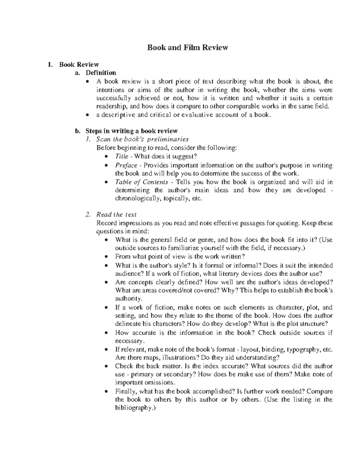 Book and Film Review: A Comprehensive Guide to Writing Critiques - Document Preview