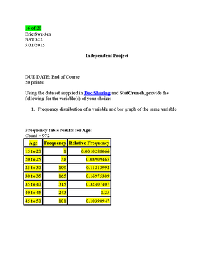 Week 1 Assignment - BST322 Week 1 Assignment (1 pt) For each of the ...