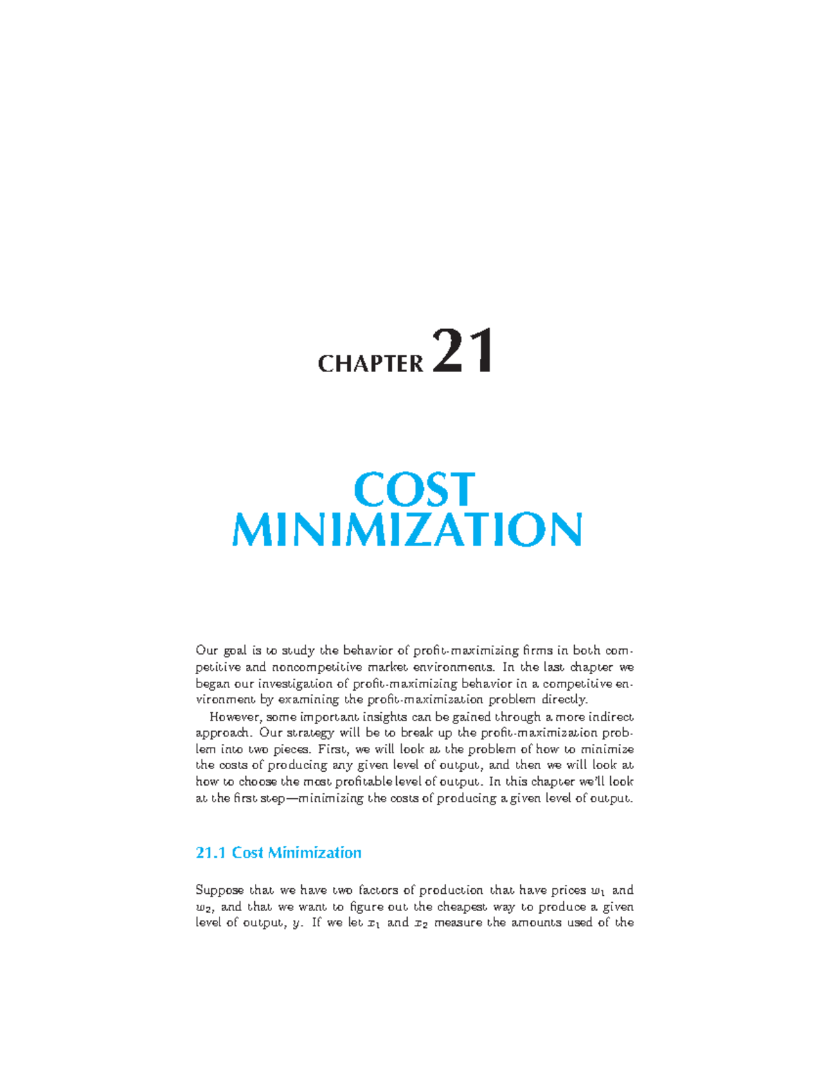 Microeconomic Cost Minimization Strategies (ECO 101) - Chapter 21 ...
