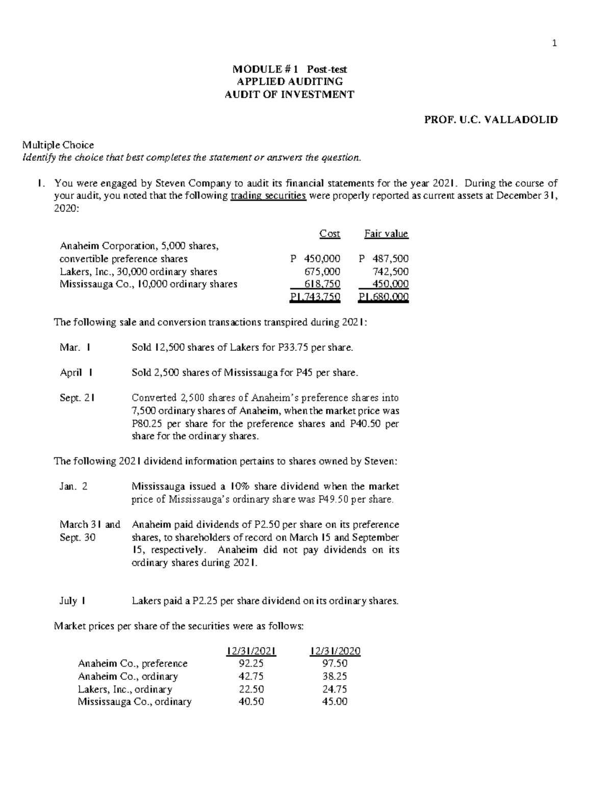 APPLIED AUDITING POST-TEST NOTES - MODULE 1 & 2 - Studocu