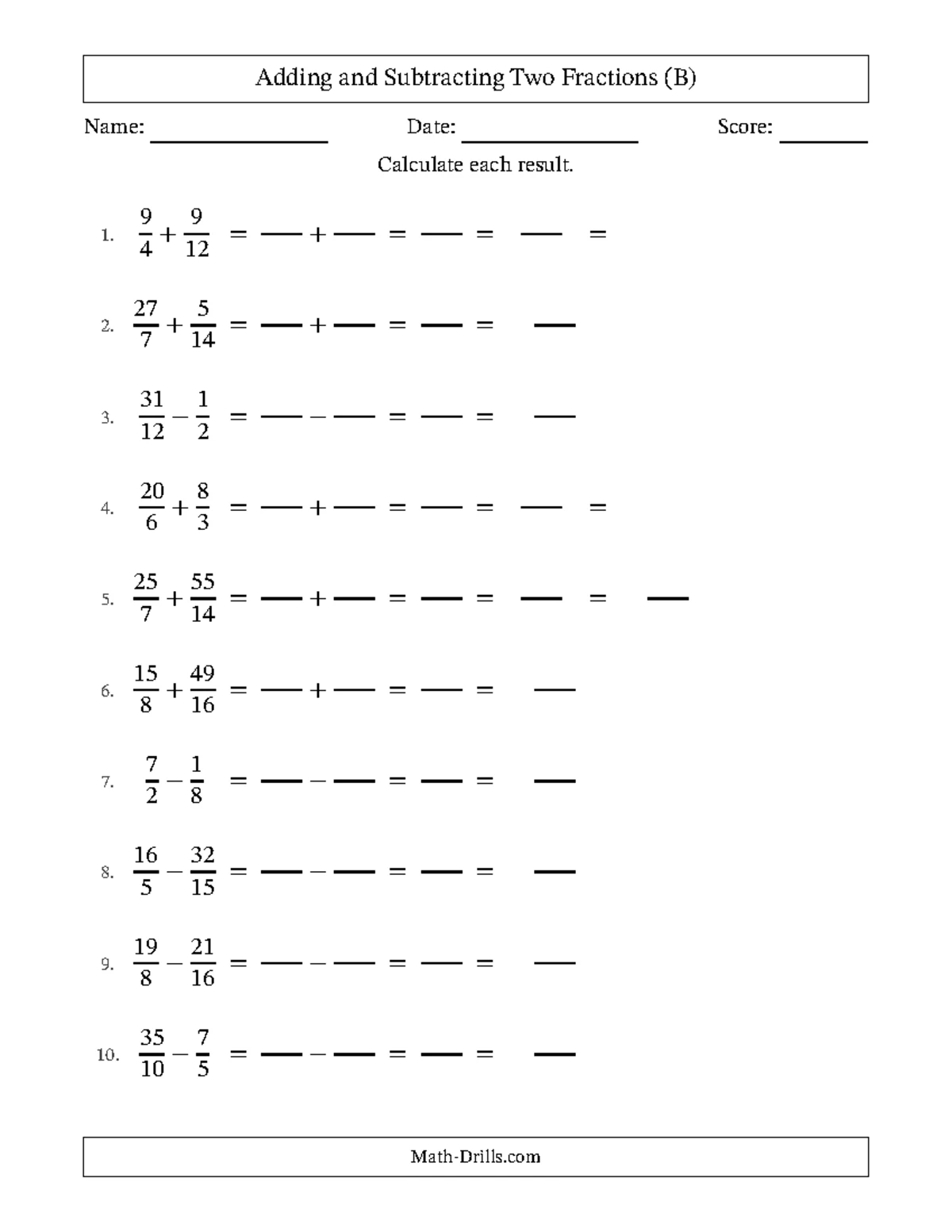 Fractions Worksheet 1 - Multiplying & Dividing Exercises (A) - Studocu