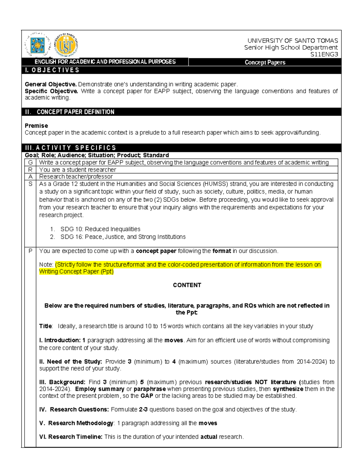 PETA Concept Paper Guidelines for HUMSS S11ENG3 - Studocu