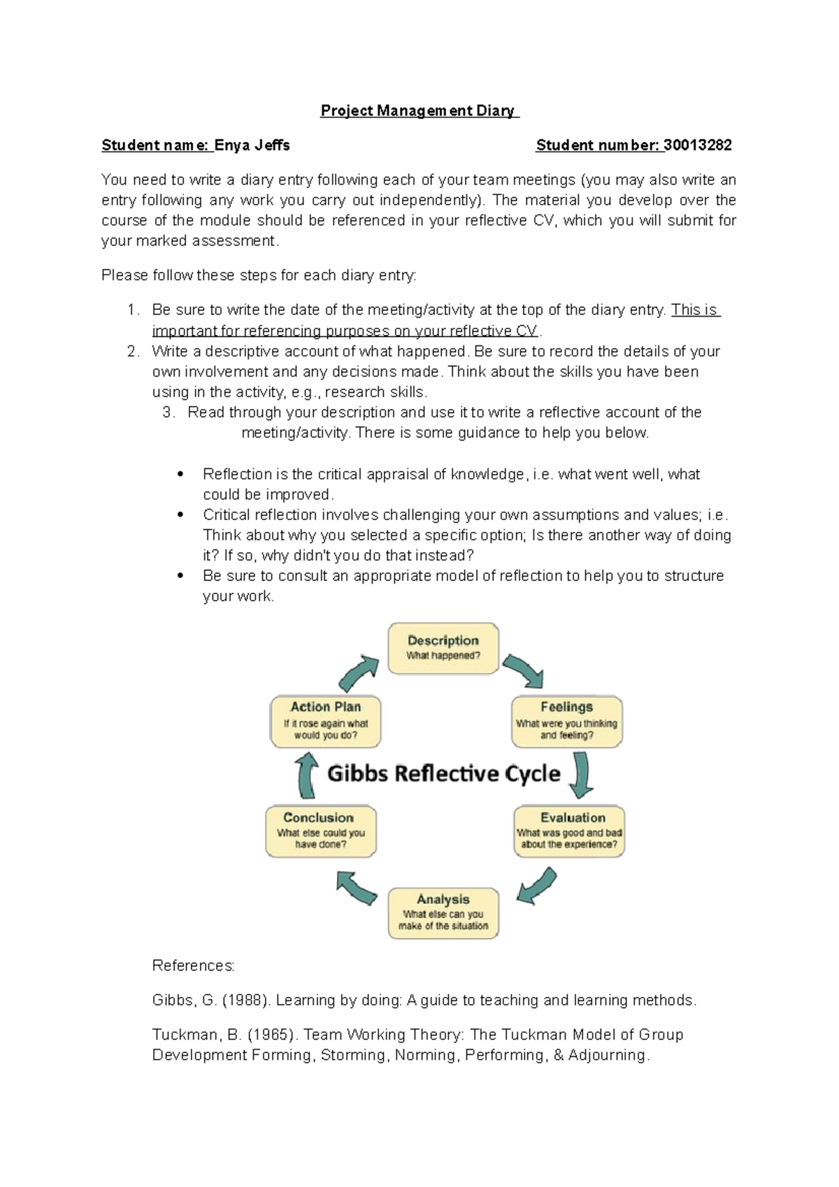 PMD Entries - Project Management Reflections (30013282) - Studocu