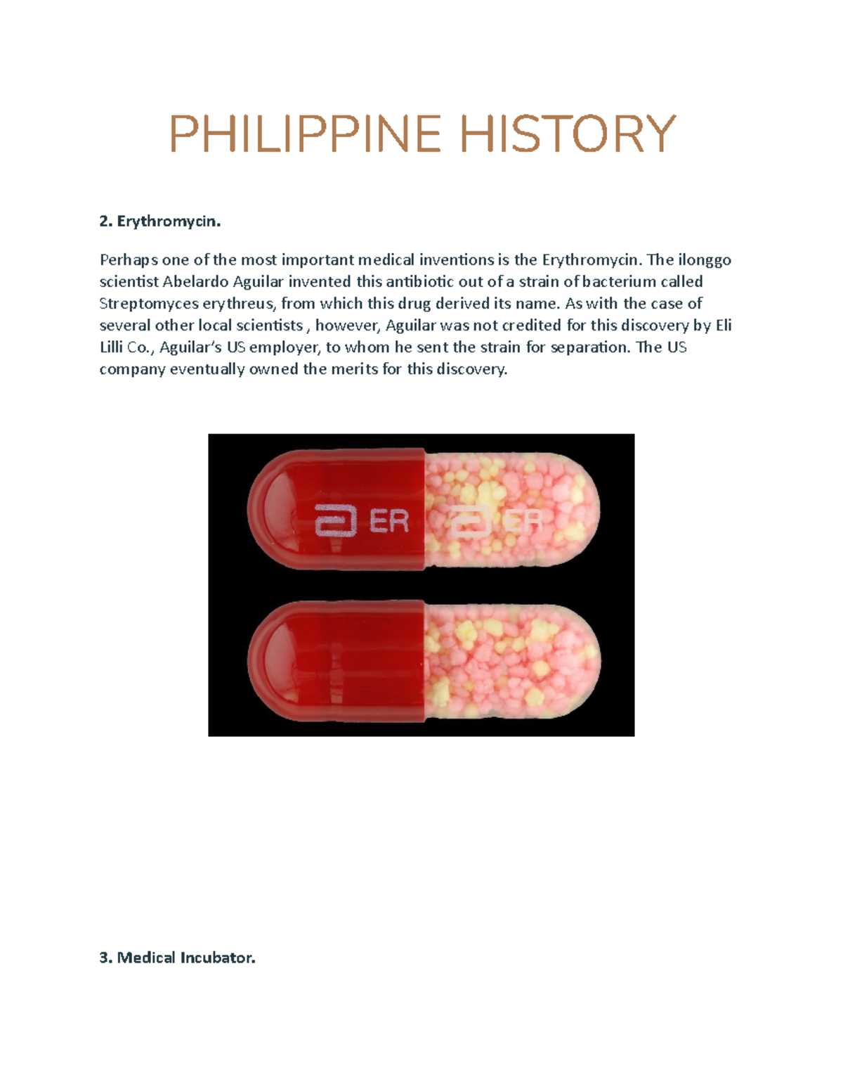 Philippine History - PHILIPPINE HISTORY Erythromycin. Perhaps one of ...
