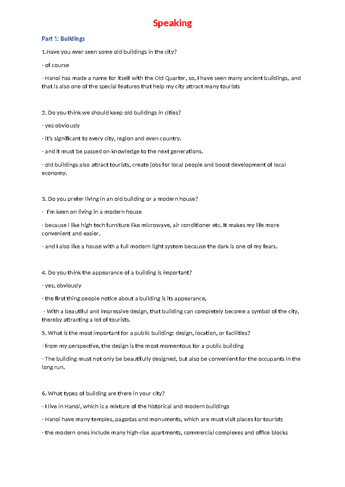Speaking buiding - ielts - Speaking Part 1: Buildings 1 you ever seen ...