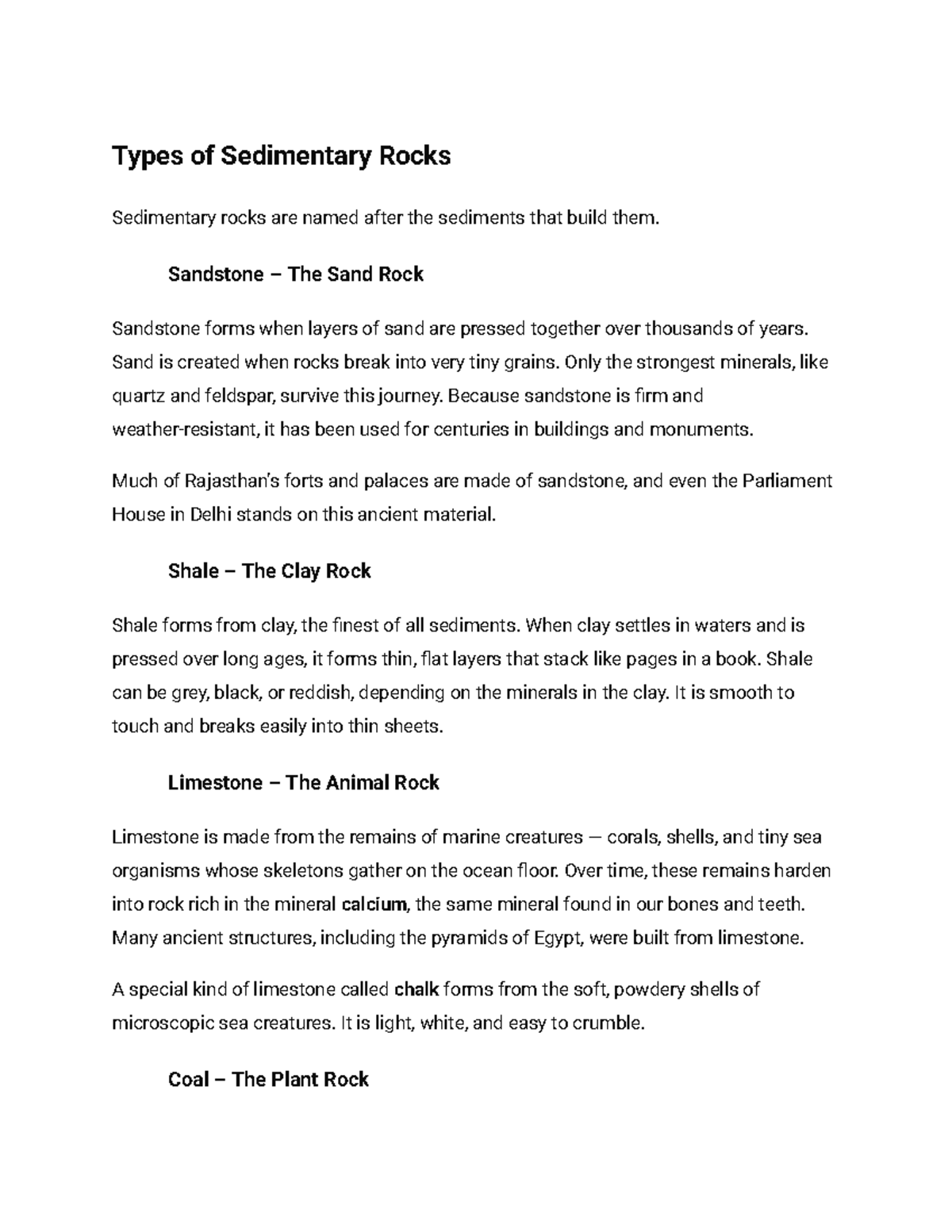 Geology 101: Types of Sedimentary Rocks Explained - Studocu