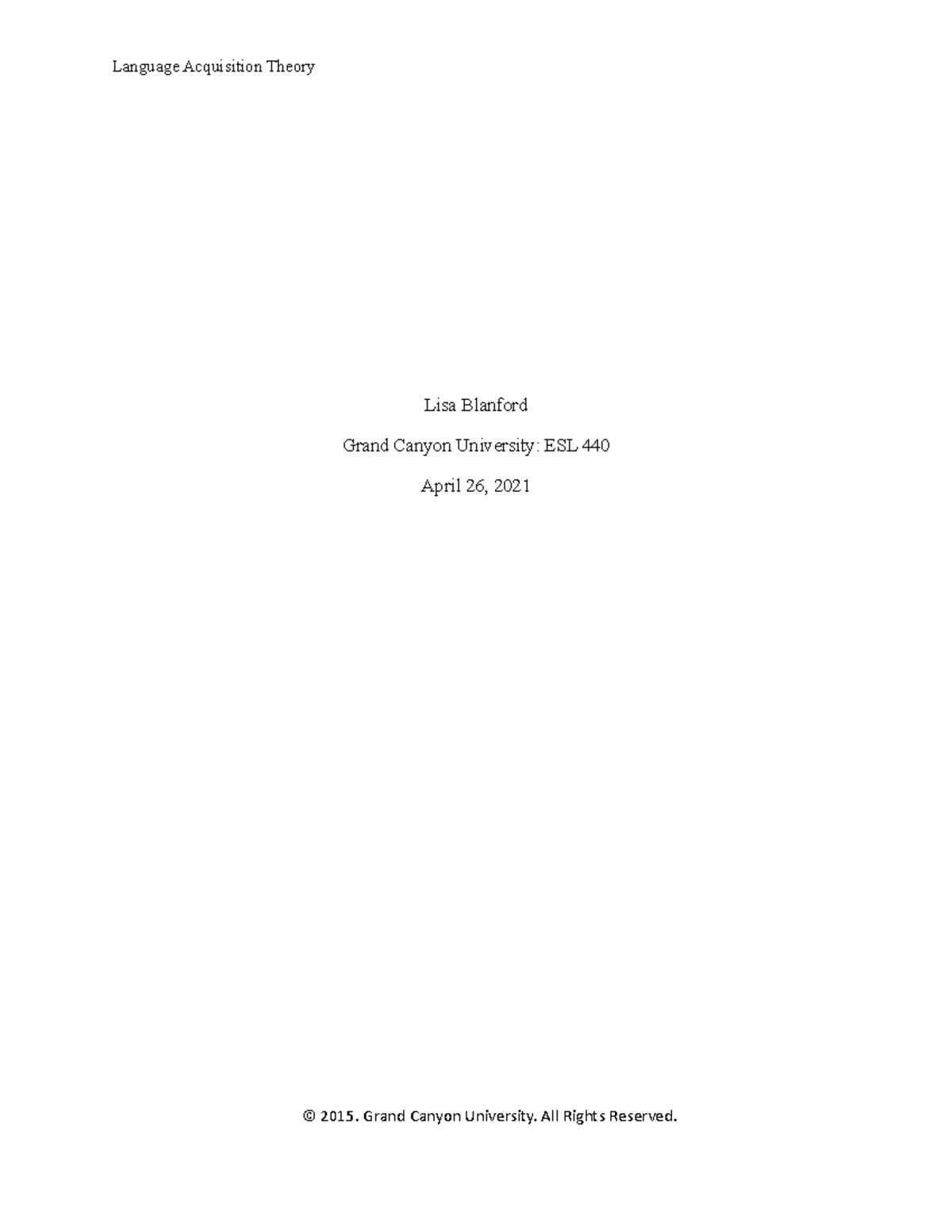 ESL-440 Factors Affecting Language Acquisition: An Analysis Assignment ...