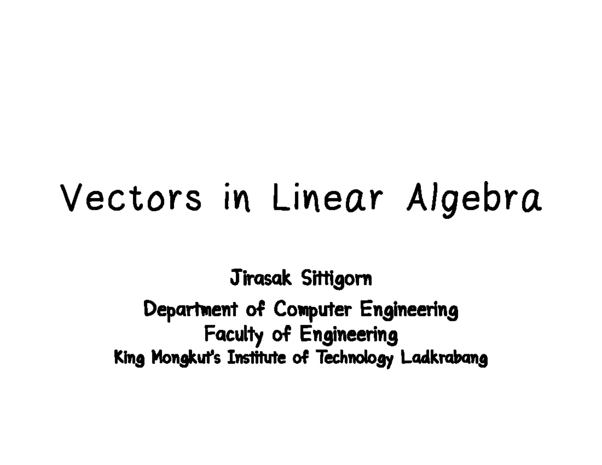 Vectors in Linear Algebra 1: Key Concepts and Foundations - Studocu