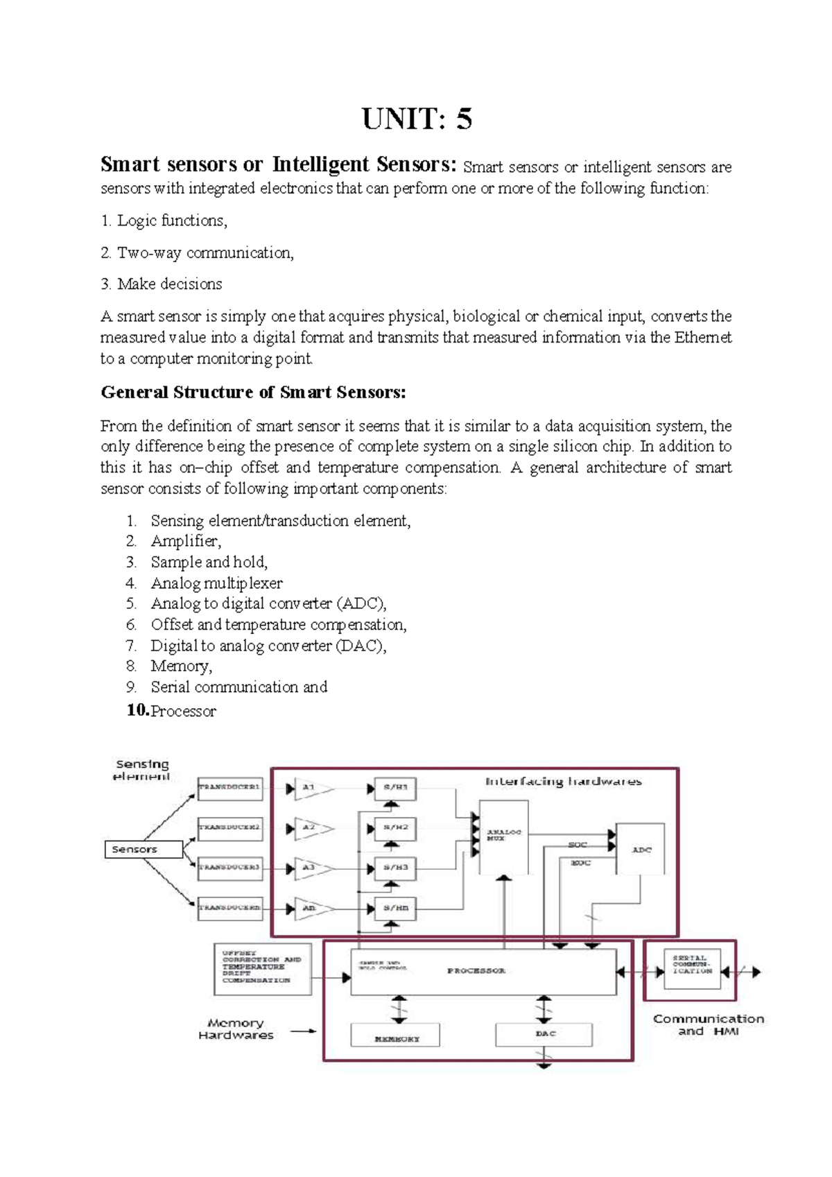 UNIT 5: Smart Sensors and Their Applications in Instrumentation - Studocu