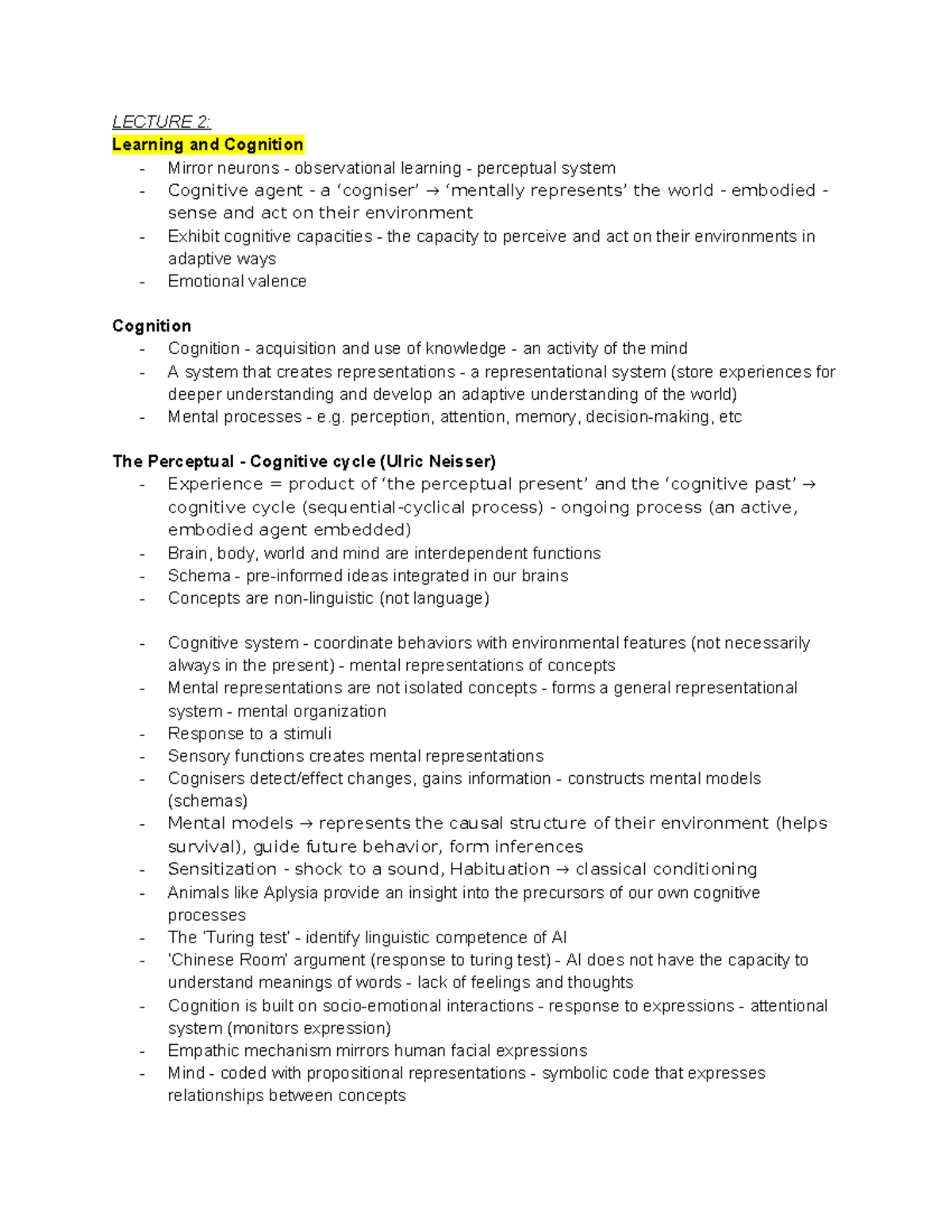 MBB1 - Comprehensive Lecture Notes on Learning, Cognition, and Memory ...