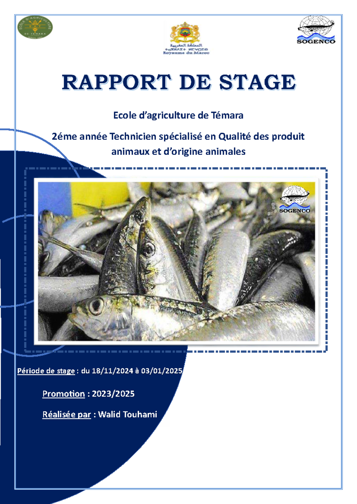 Rapport de Stage en Fabrication de Conserves de Poissons - SOGENCO - Document Preview