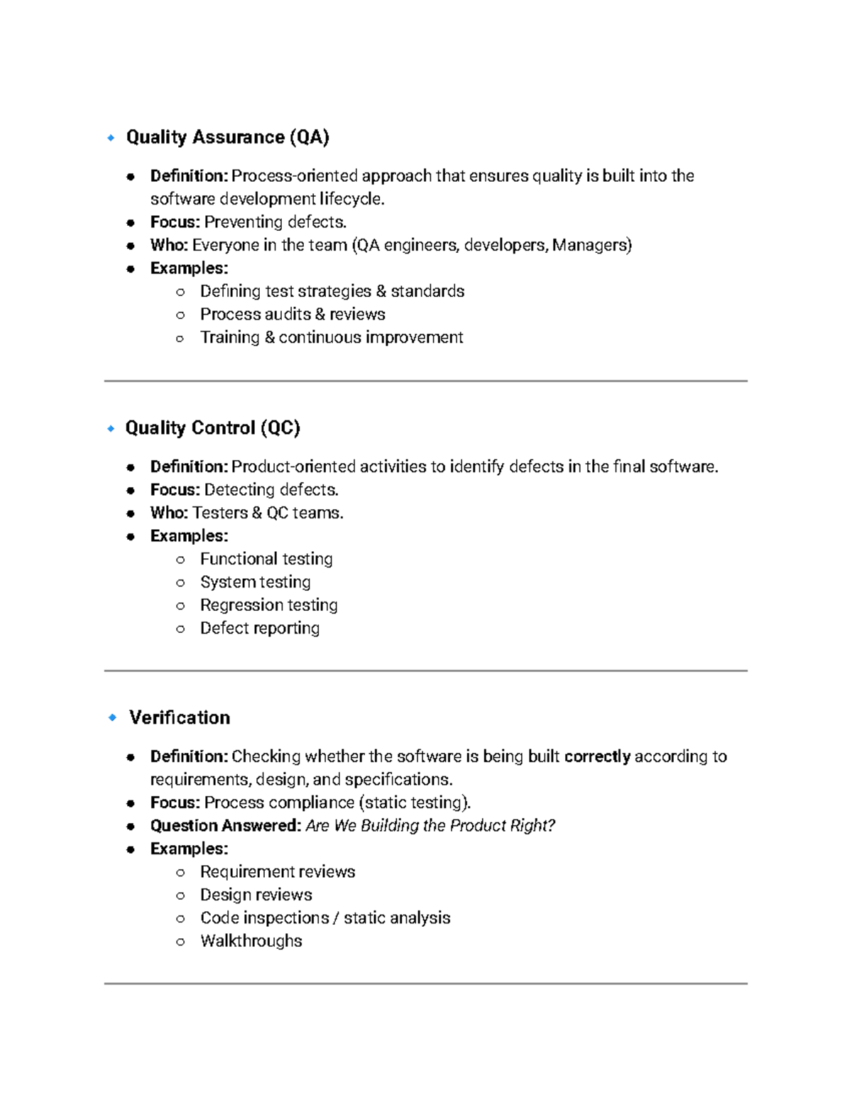 🧪QA & QC Overview: Ensuring Quality in Software Development - Studocu