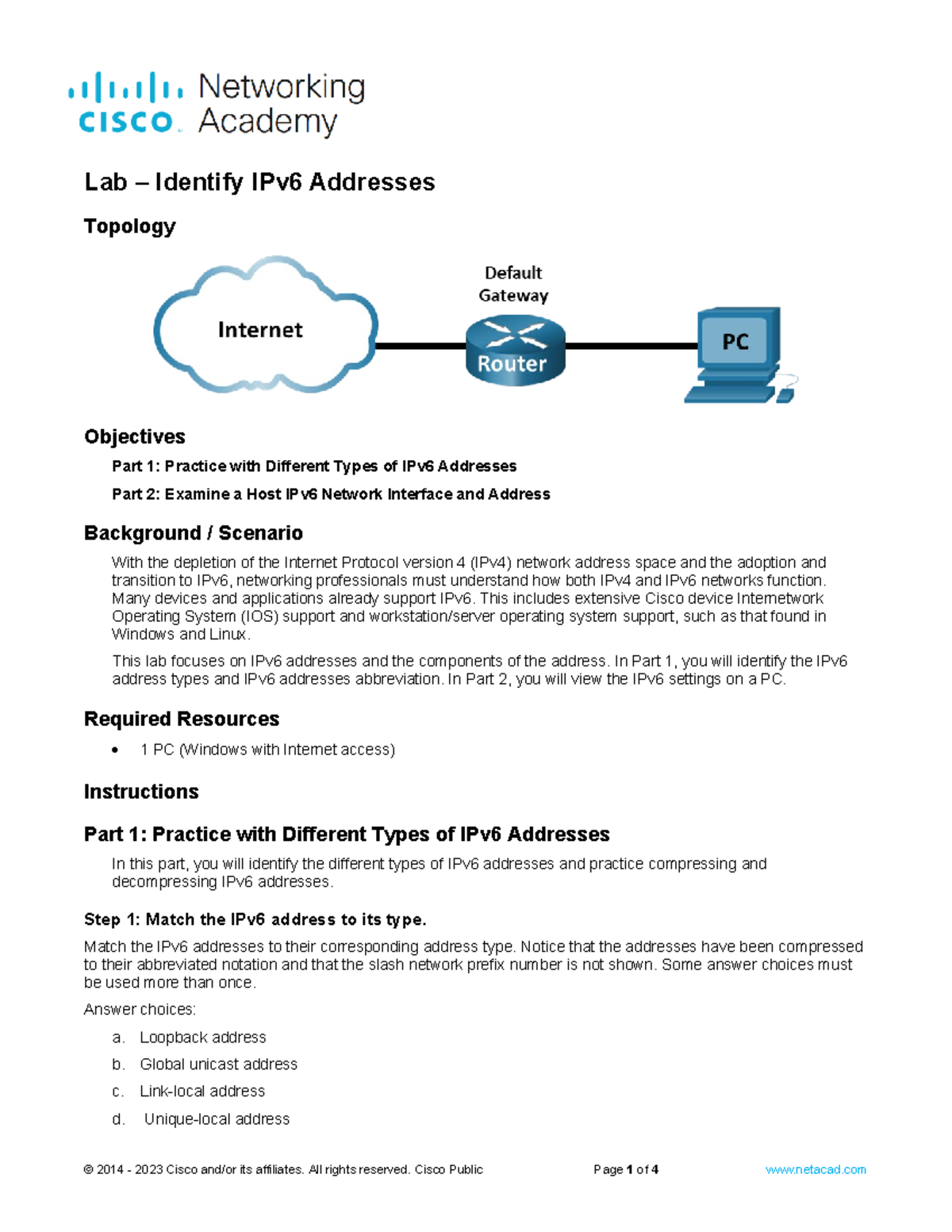 12.7.4 Lab: Understanding and Identifying IPv6 Addresses - Studocu
