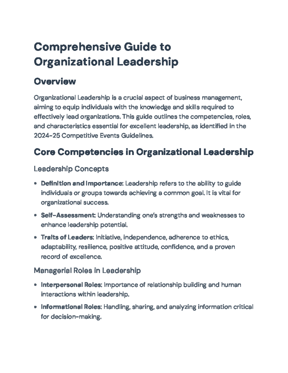 Comprehensive Guide to Organizational Leadership (2024-25 ...