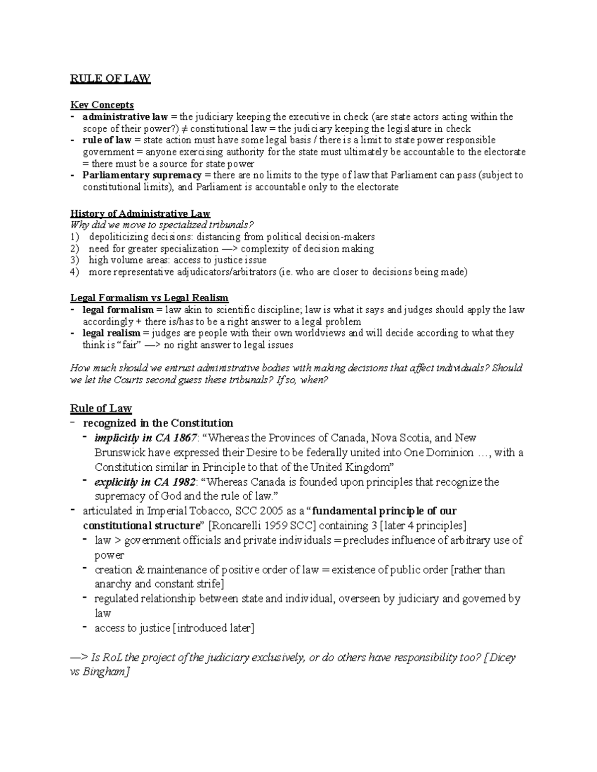Admin CAN: Rule of Law and Administrative Law Overview - Studocu