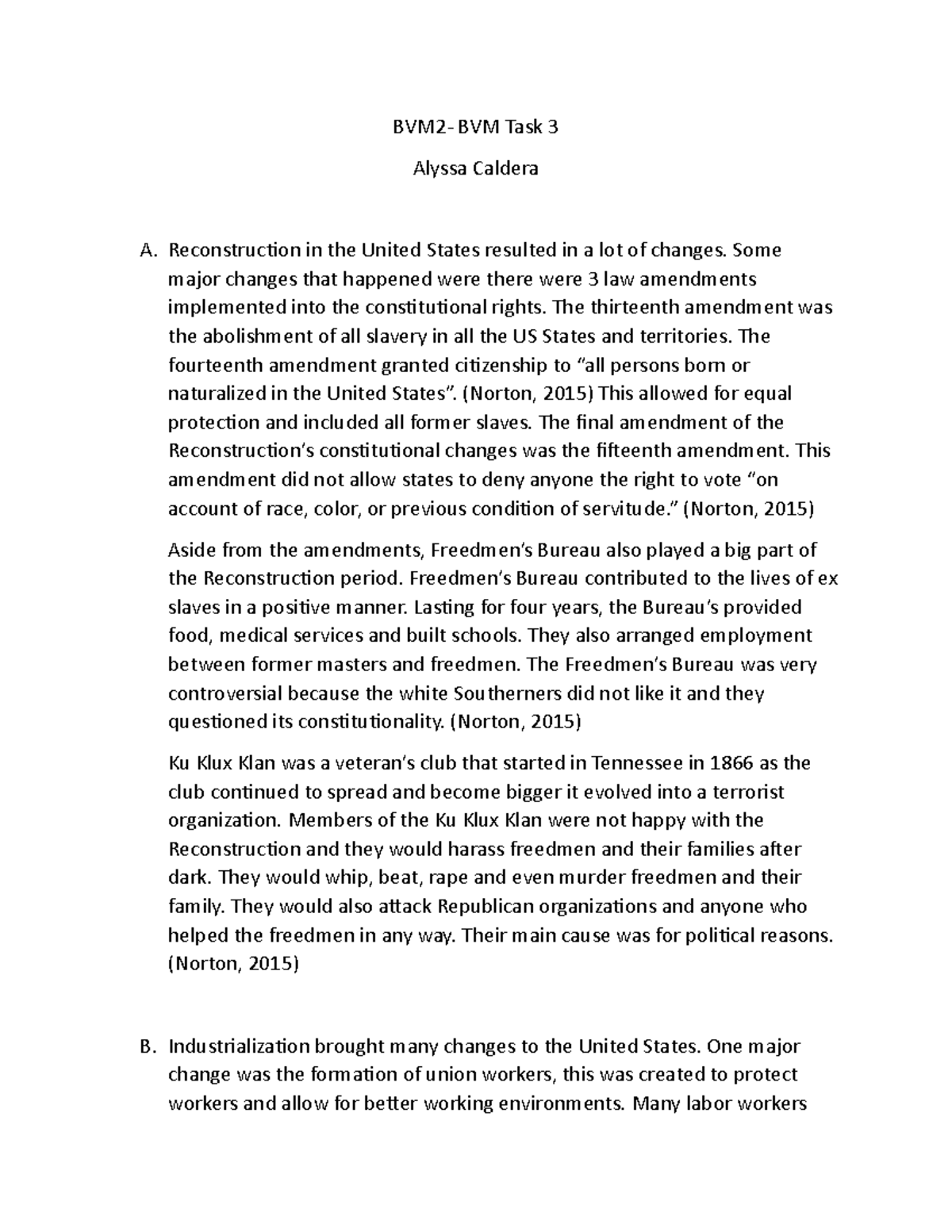 BVM2 task 3 assignment- Passed first try - BVM Task 3 Alyssa Caldera A ...