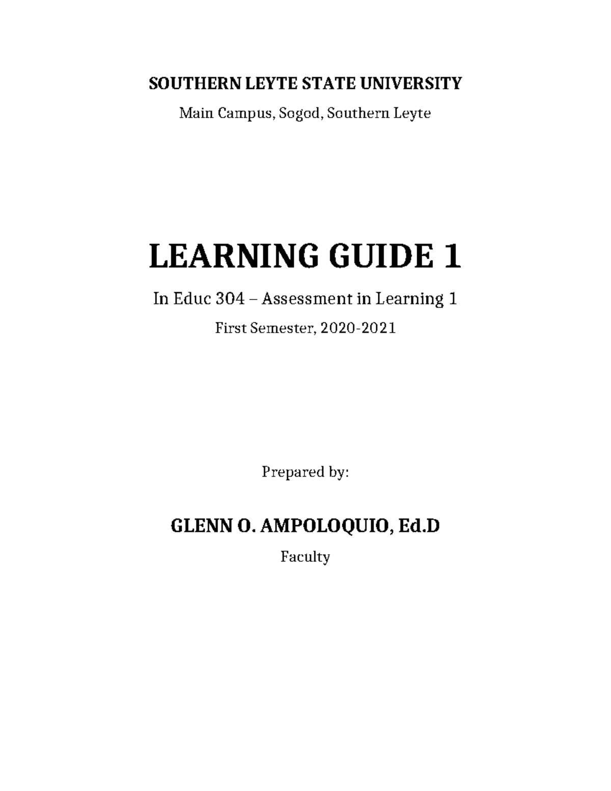 Educ 304 Final Exam Learning Guide: Assessment in Learning 1 - Studocu