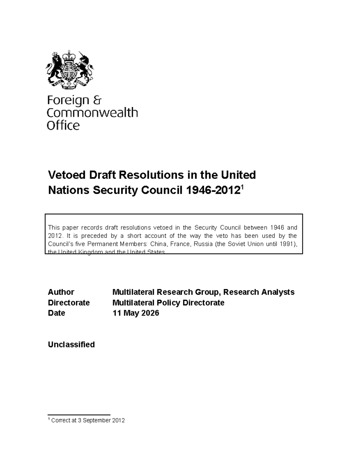 Vetoed Draft Resolutions in the UN Security Council (1946-2012) - Studocu